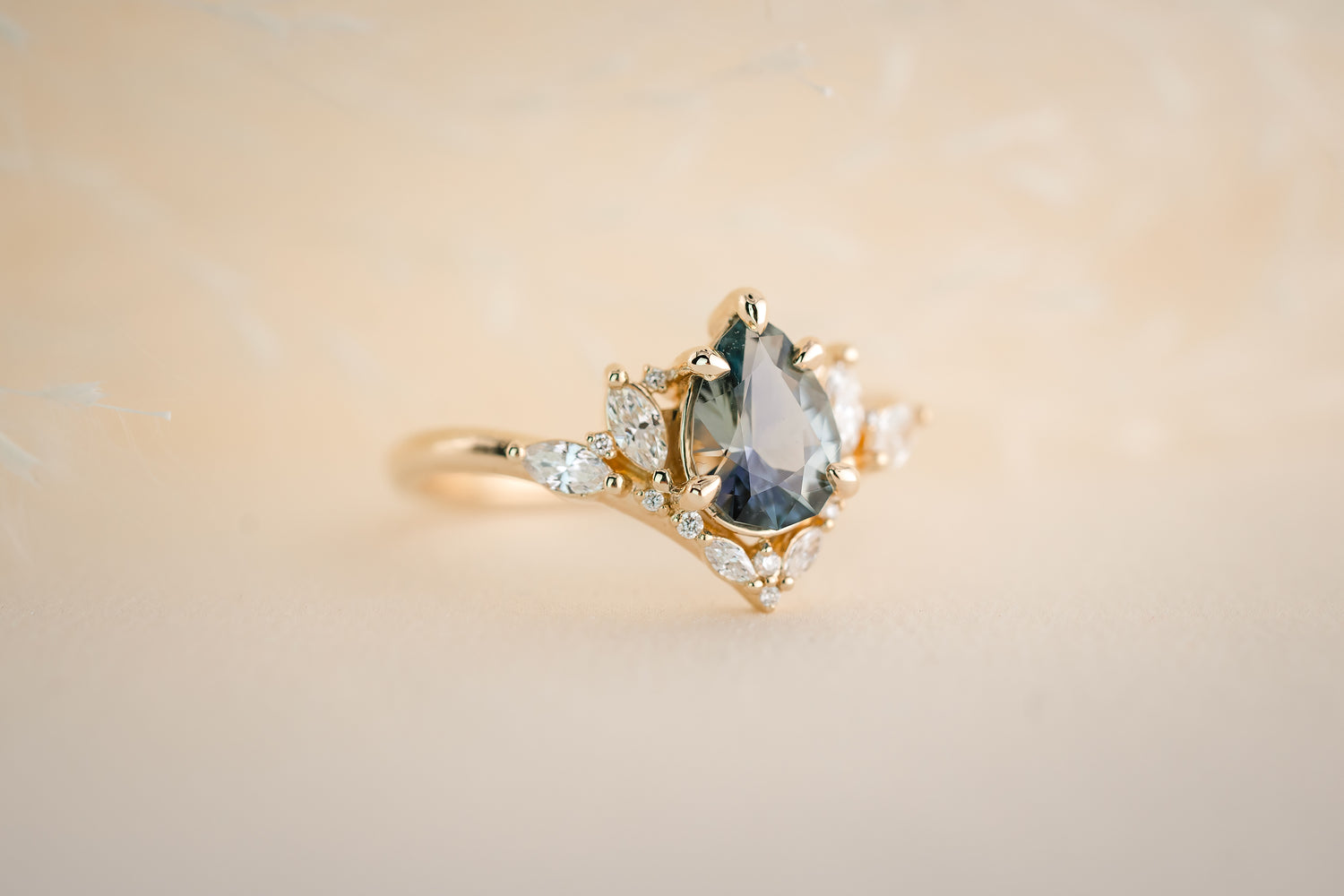 The Aurora 1.18 CT Pear Blue Sapphire Ring - Lavender Creek Gems