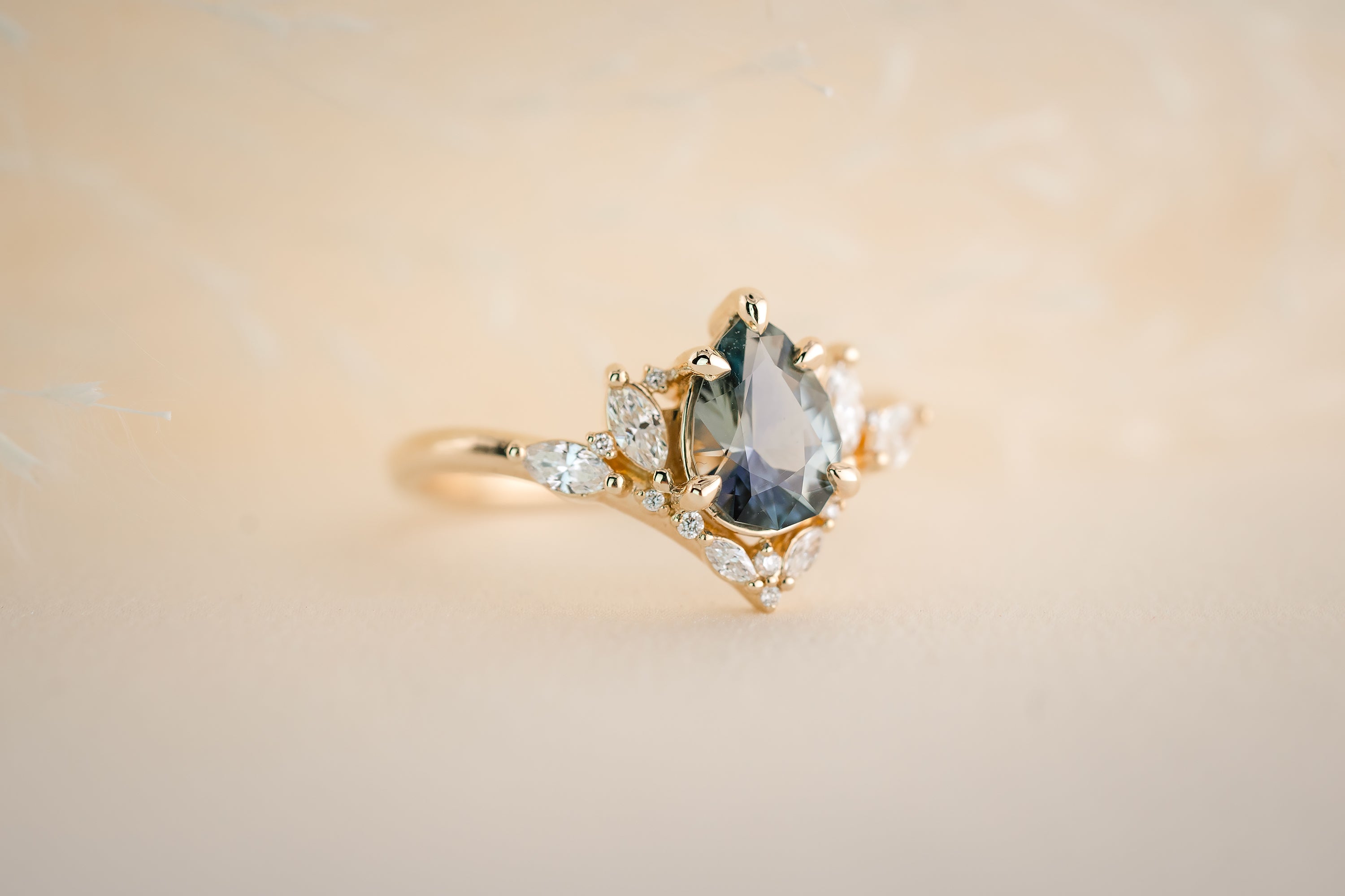 The Aurora 1.18 CT Pear Blue Sapphire Ring - Lavender Creek Gems