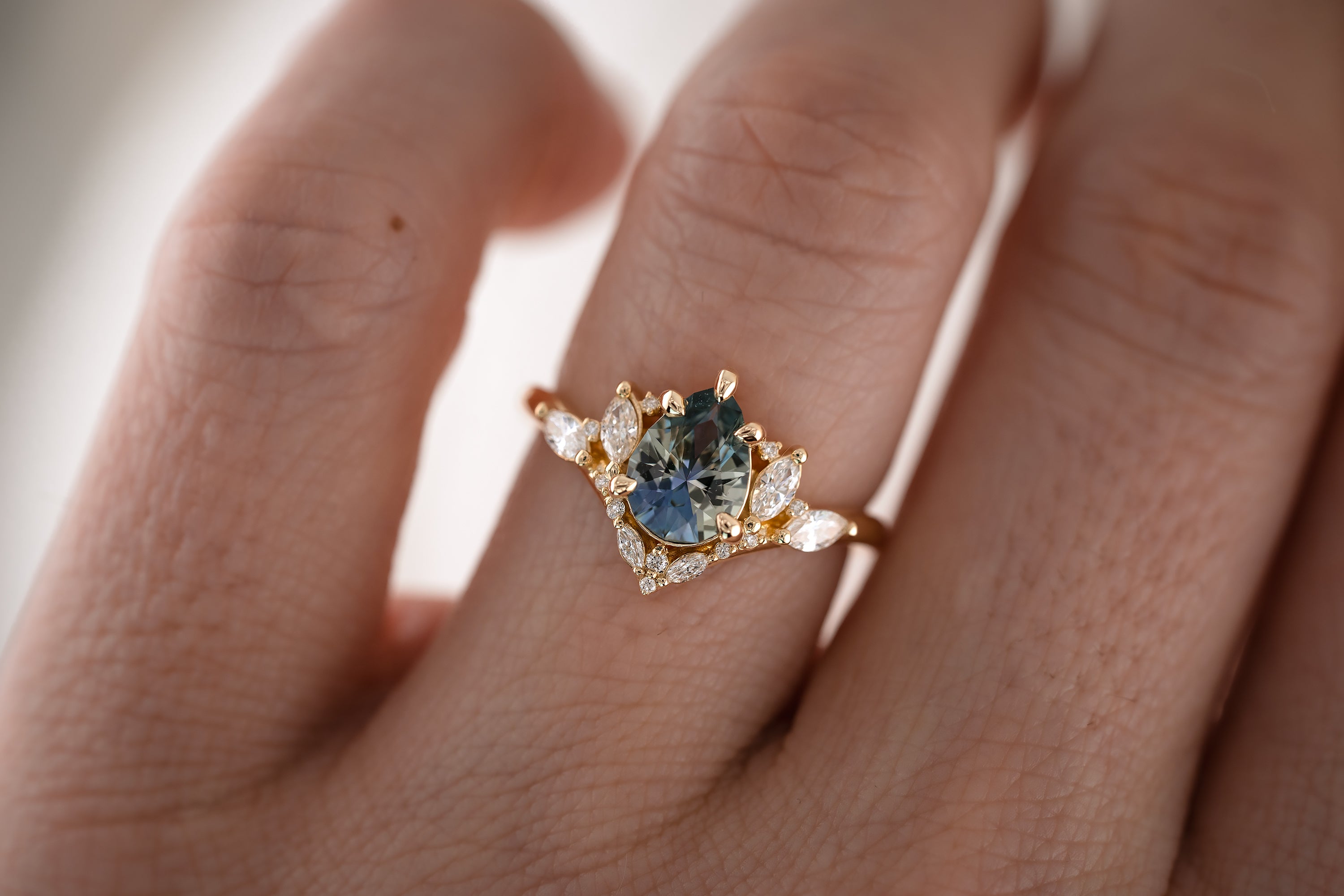 The Aurora 1.18 CT Pear Blue Sapphire Ring - Lavender Creek Gems