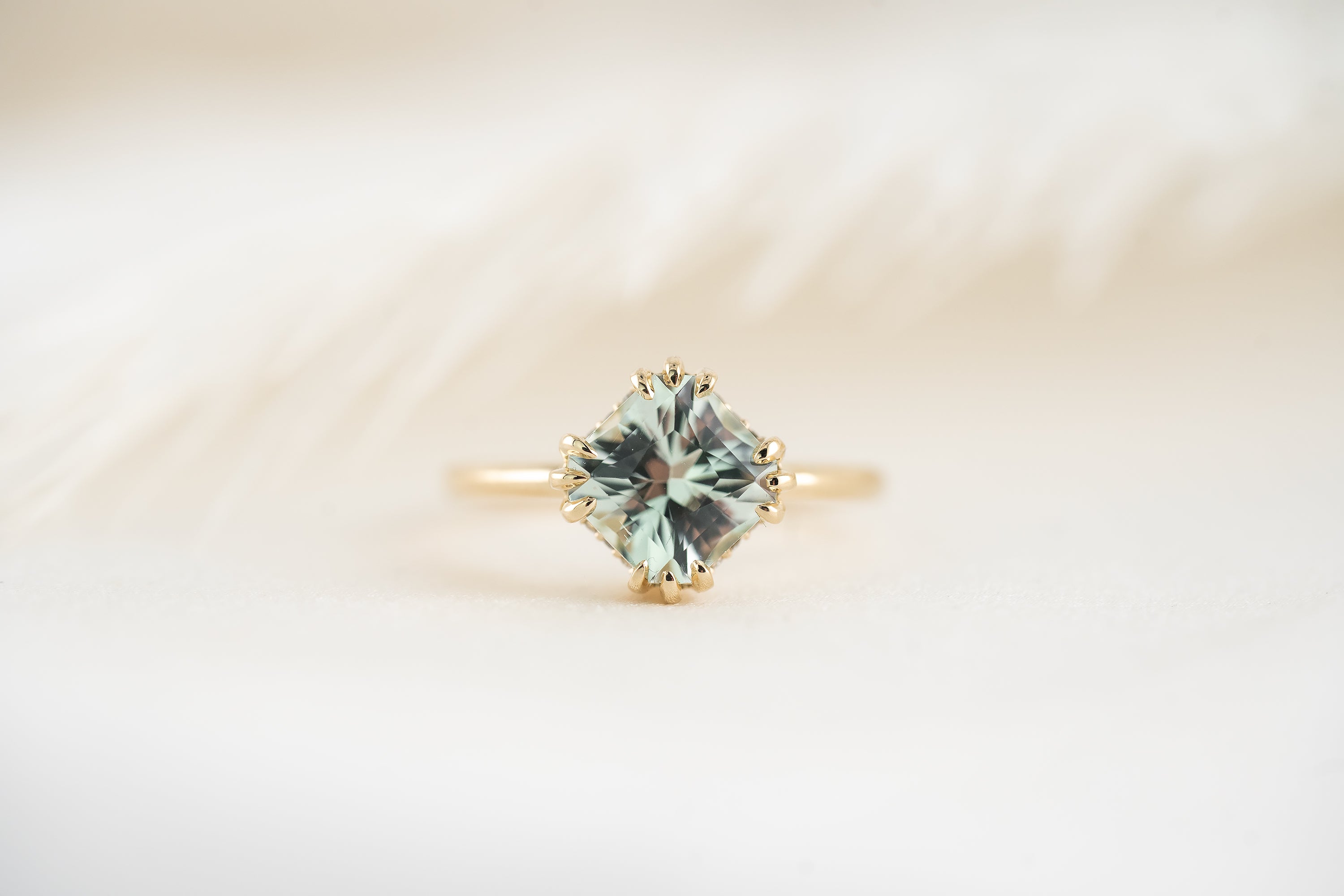 The Thalassa Ring | 2.21 CT Square Brilliant Mint Beryl - Lavender Creek Gems
