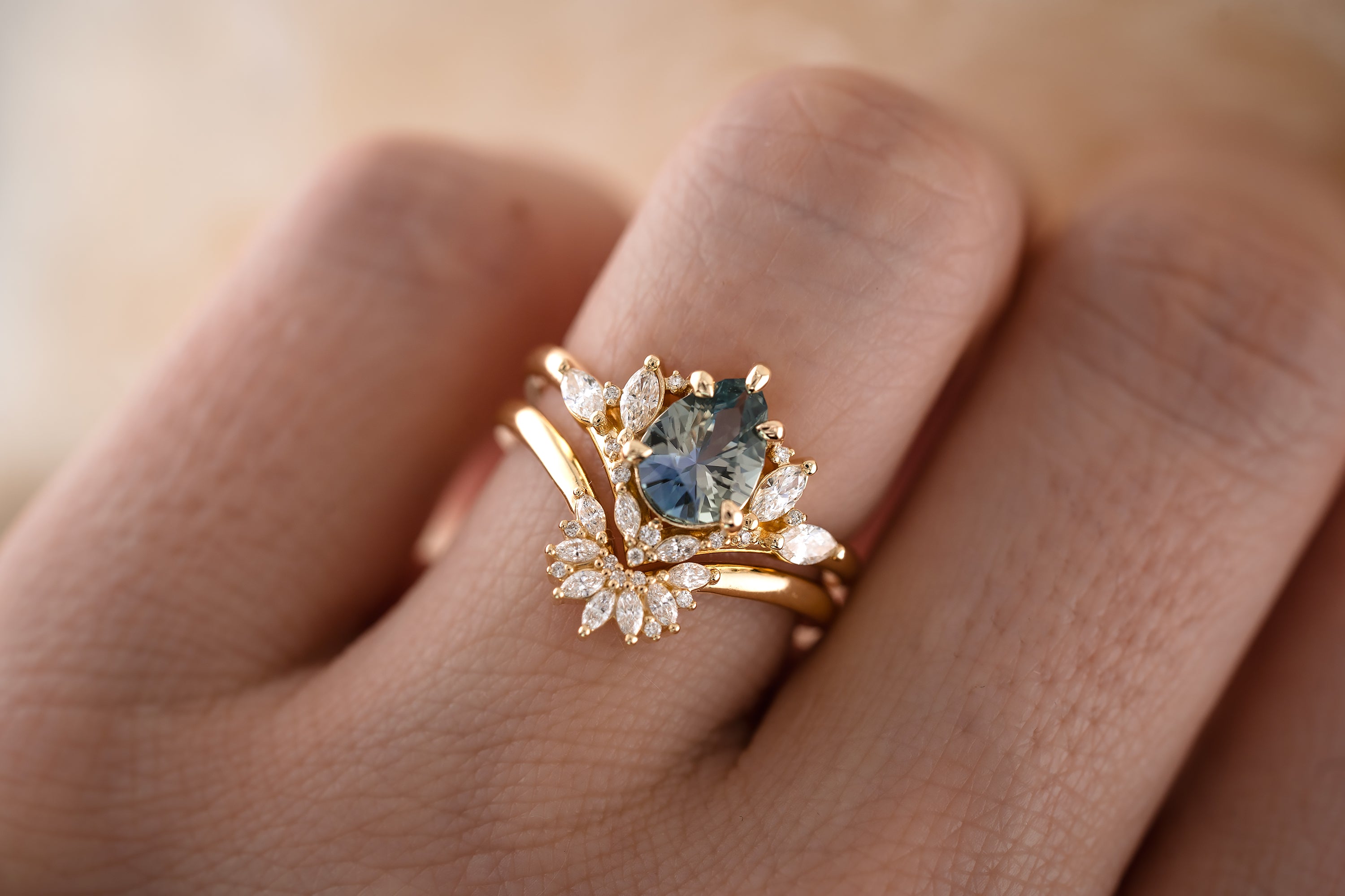 The Aurora 1.18 CT Pear Blue Sapphire Ring - Lavender Creek Gems