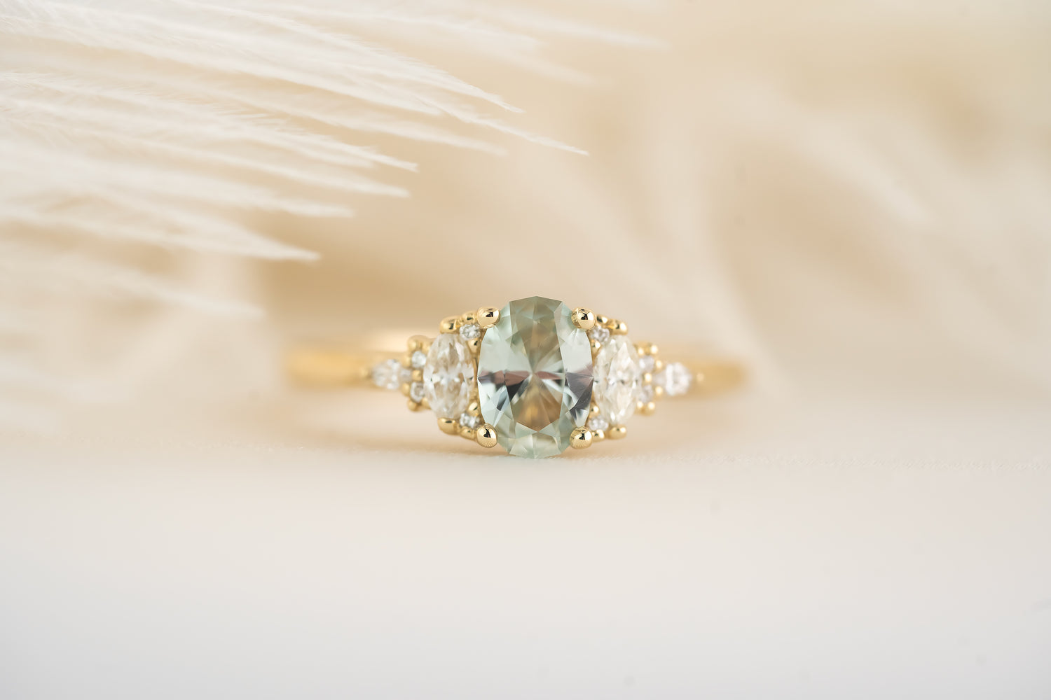 The Maeve Ring  - 0.69 CT Oval Mint Blue Sapphire - Lavender Creek Gems