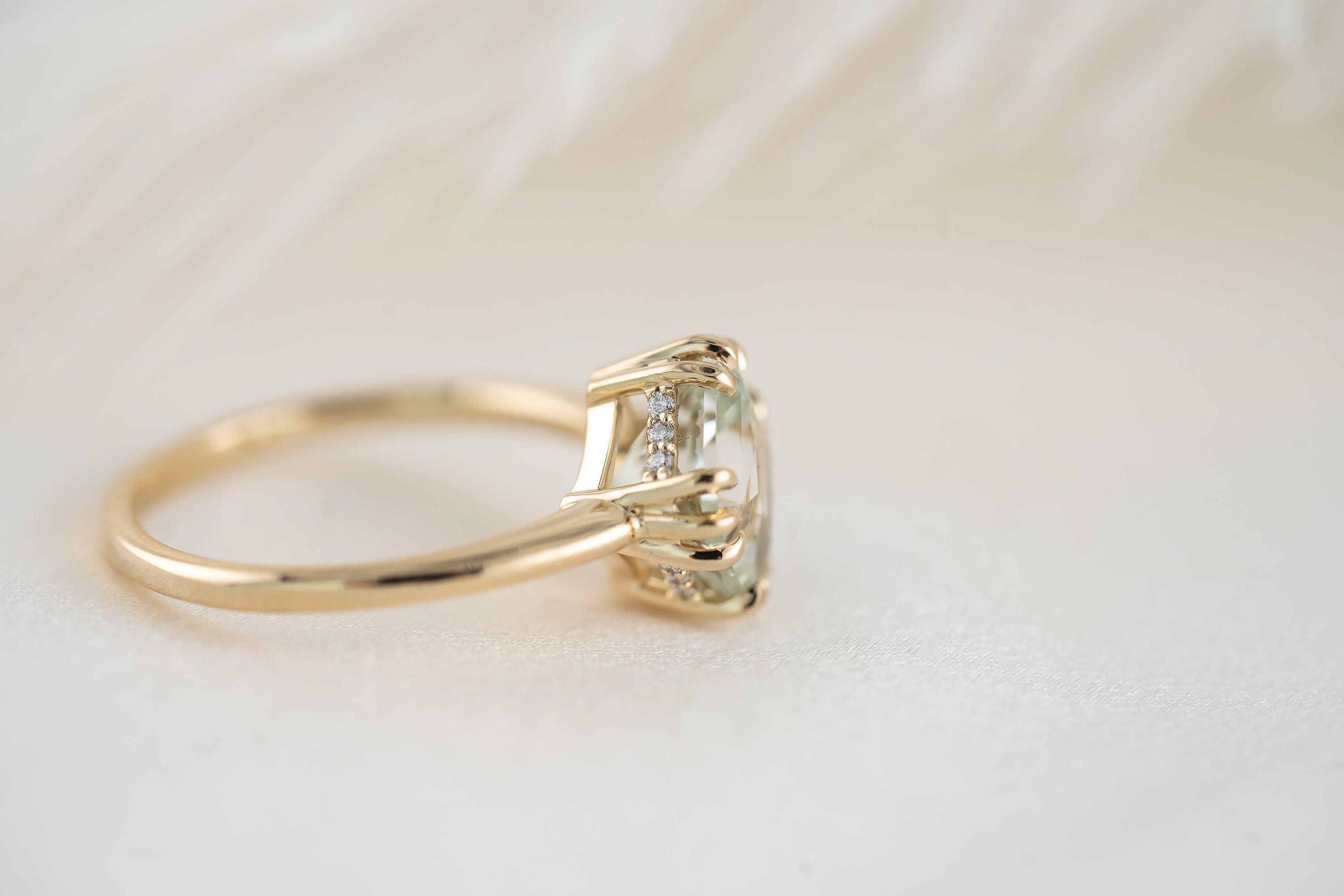 The Thalassa Ring | 2.21 CT Square Brilliant Mint Beryl - Lavender Creek Gems