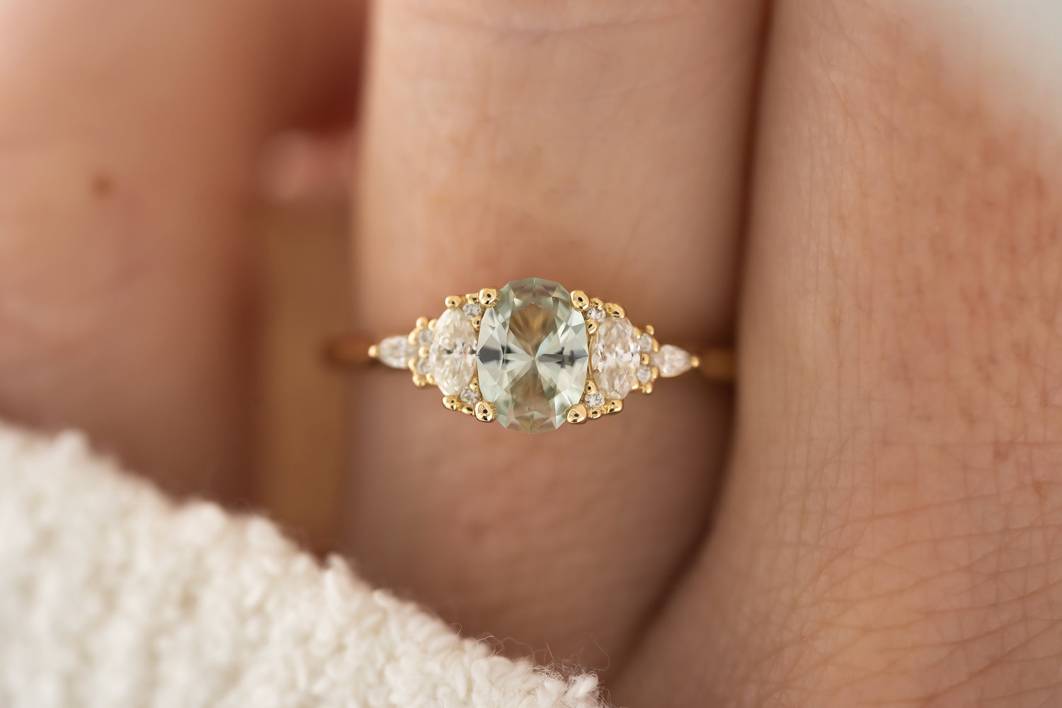 The Maeve Ring  - 0.69 CT Oval Mint Blue Sapphire - Lavender Creek Gems