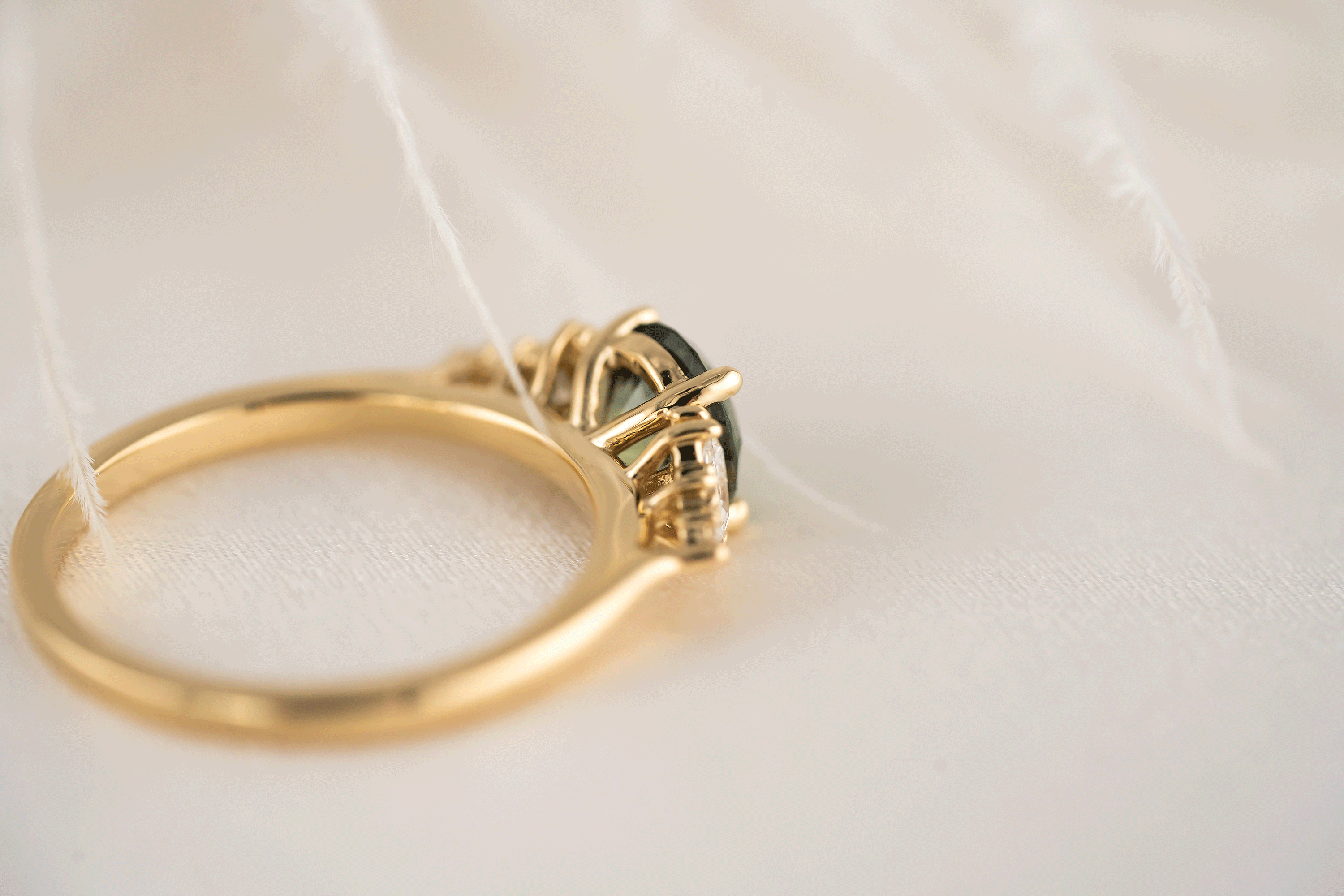 The Maeve Ring | 1.28 CT Round Teal Sapphire - Lavender Creek Gems