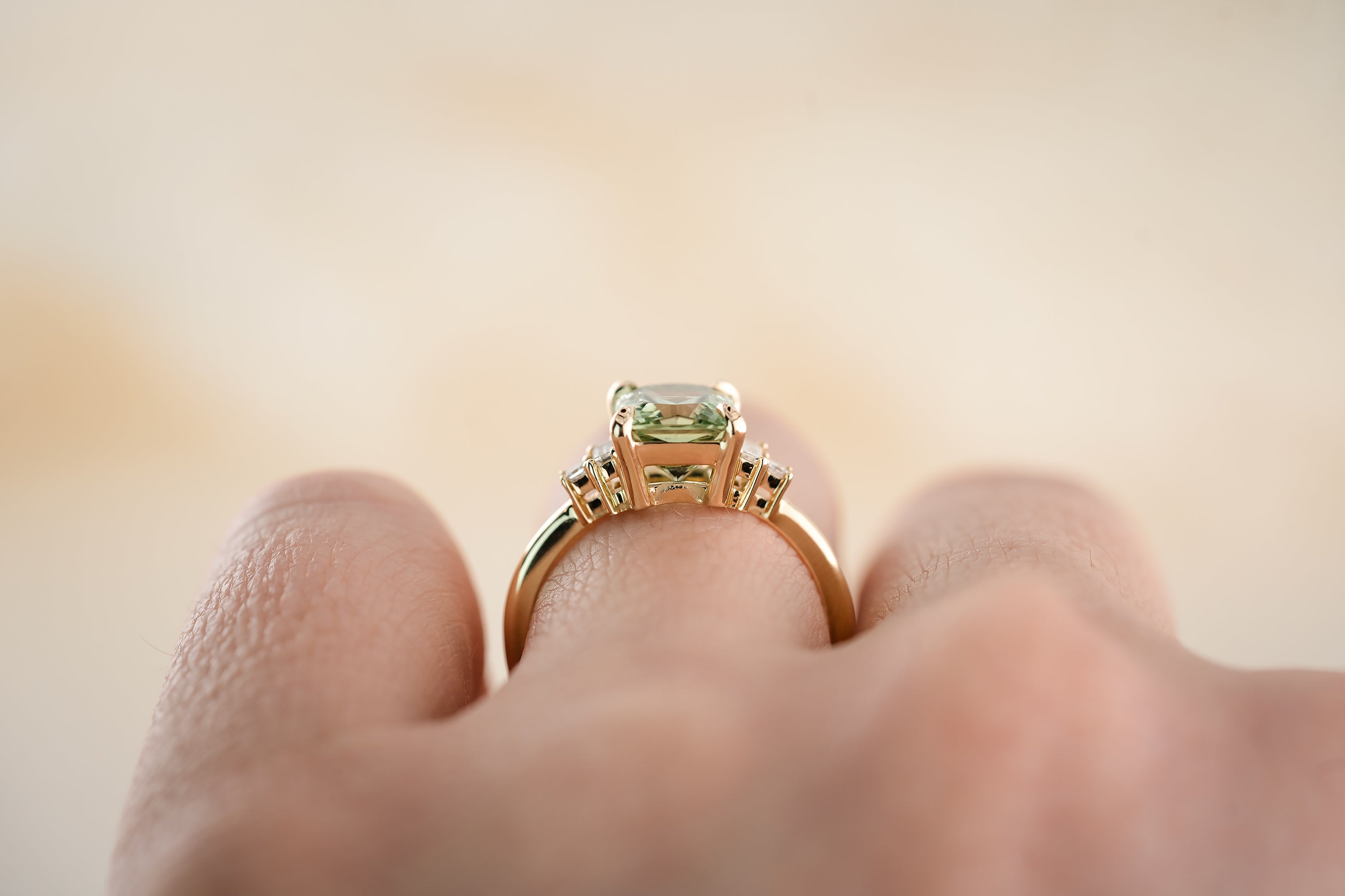 The Mira 2.42 CT Radiant Green Tourmaline Ring - Lavender Creek Gems