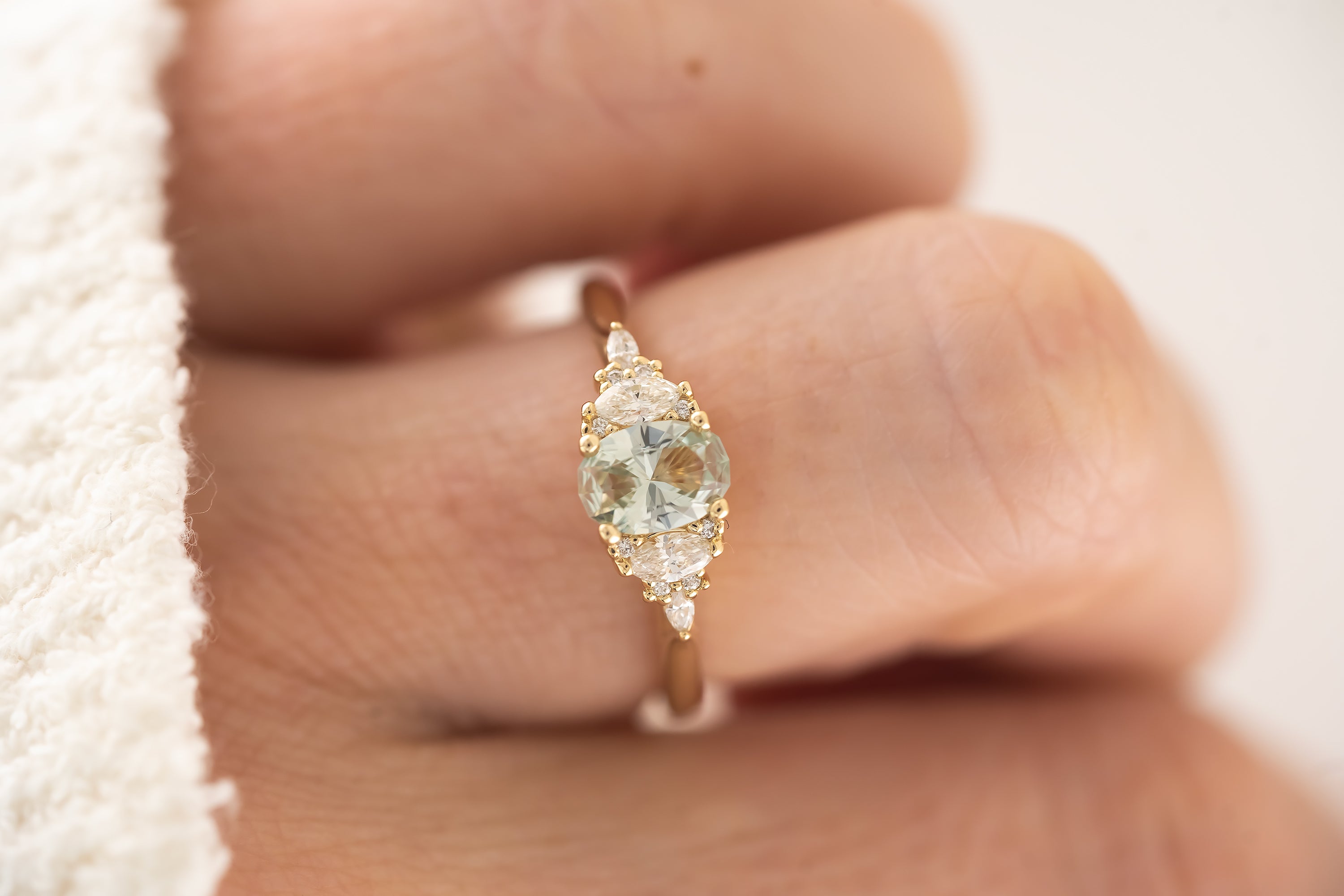 The Maeve Ring  - 0.69 CT Oval Mint Blue Sapphire - Lavender Creek Gems