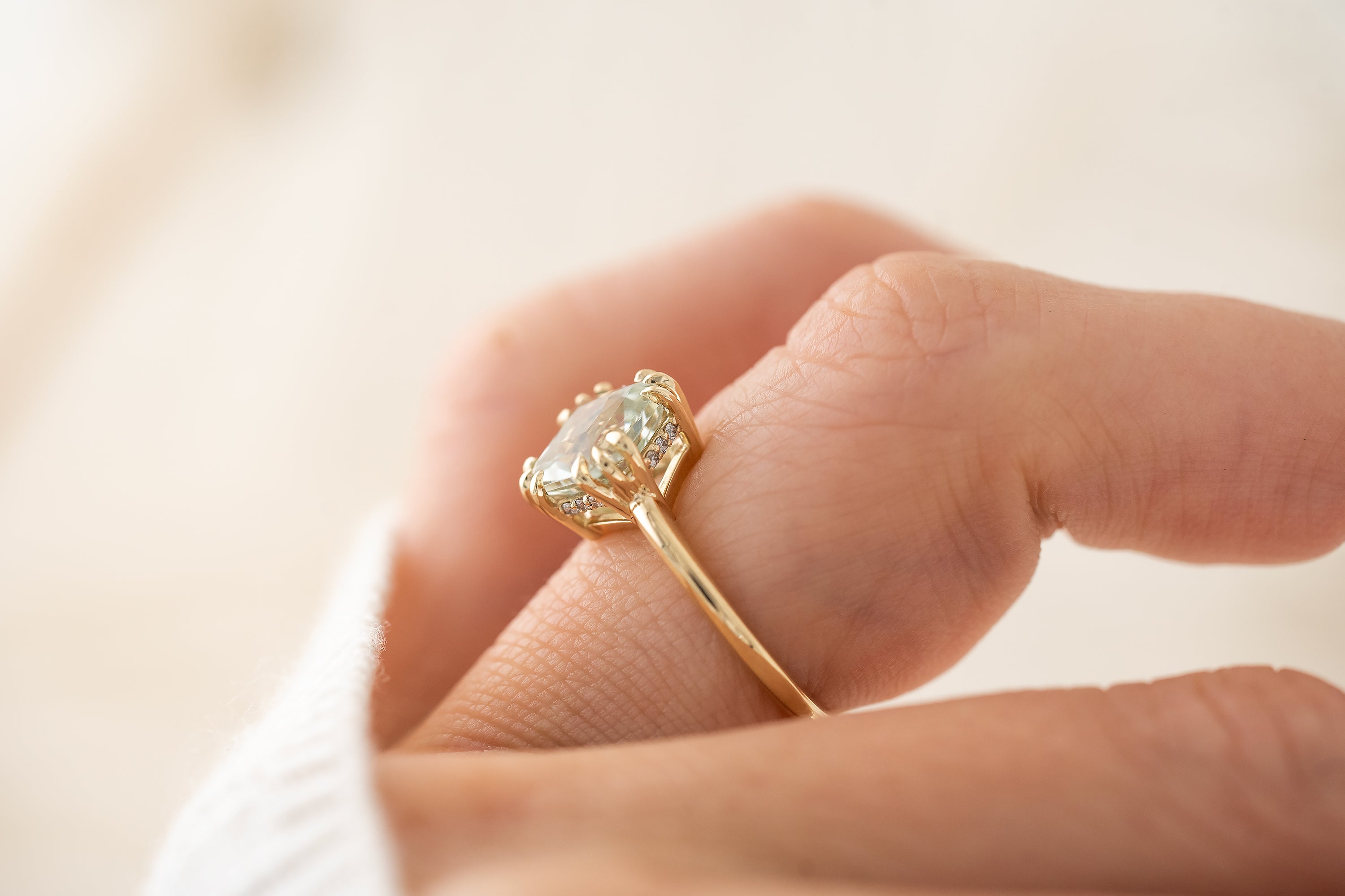 The Thalassa Ring | 2.21 CT Square Brilliant Mint Beryl - Lavender Creek Gems