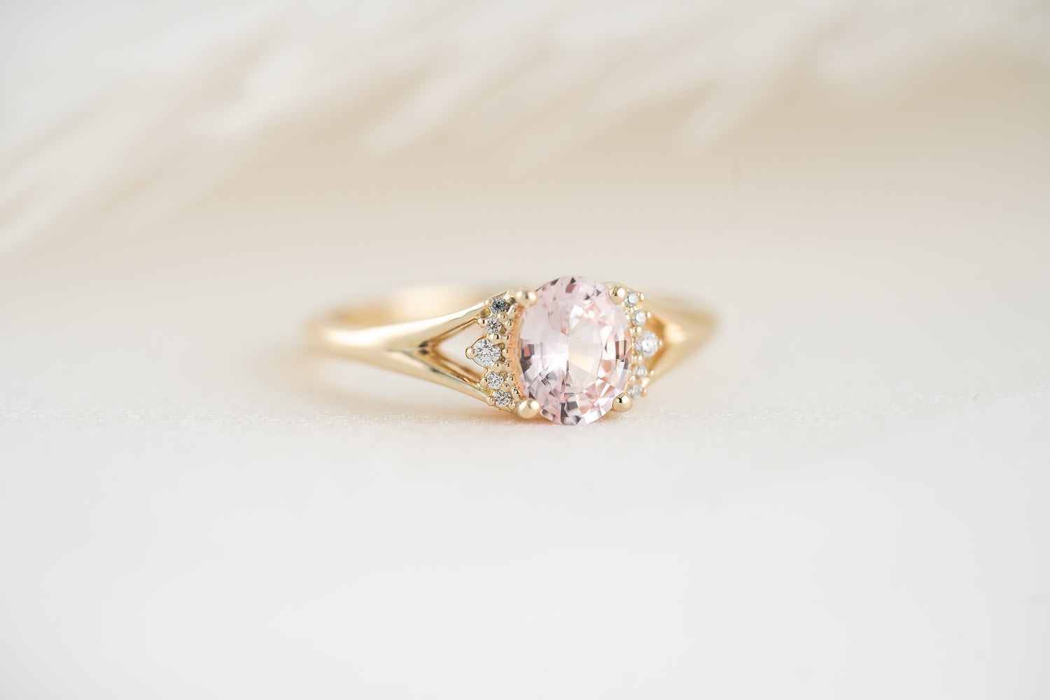 The Serendipity Ring | 1.13 CT Oval Light Pink Sapphire - Lavender Creek Gems