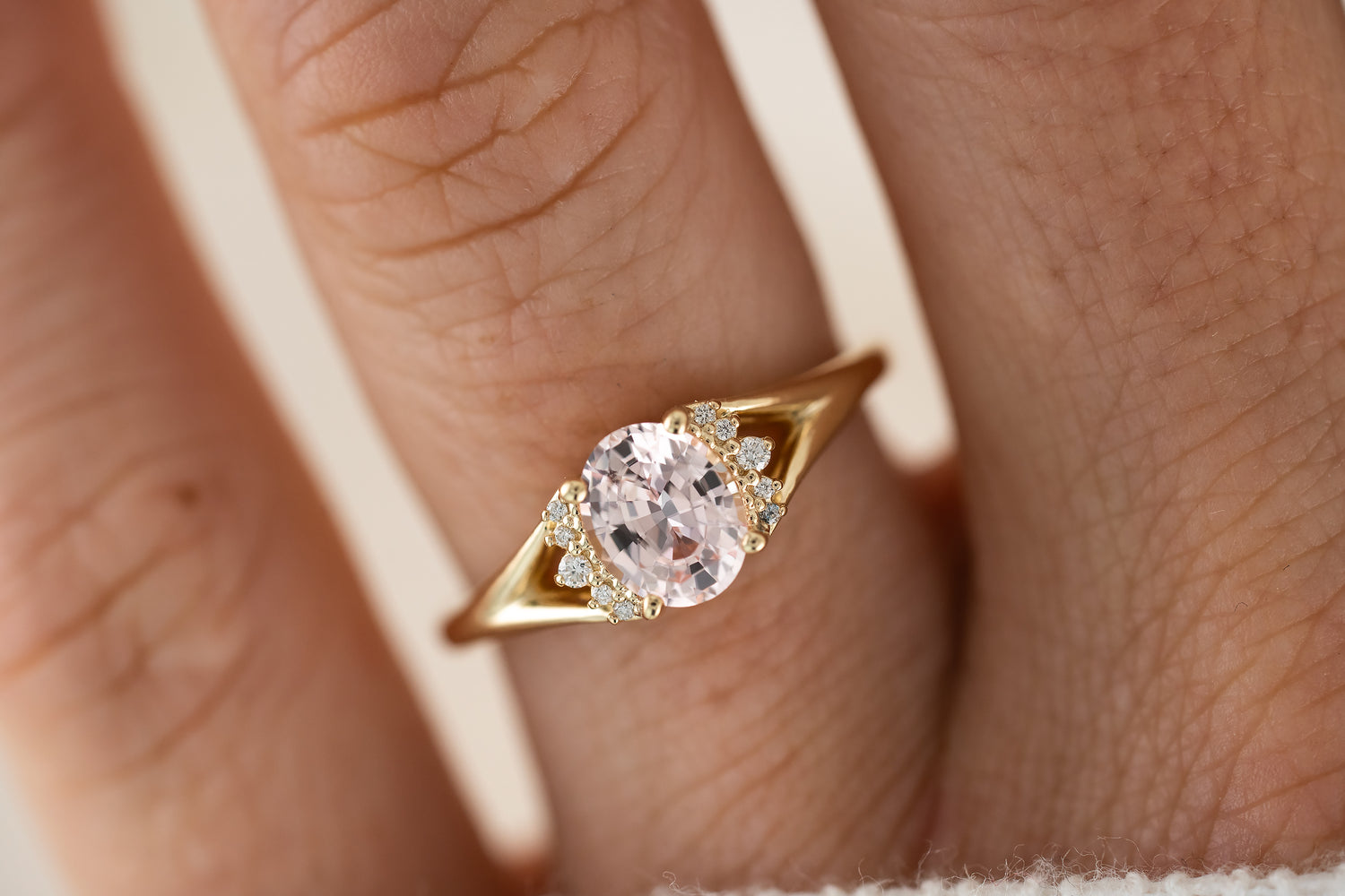 The Serendipity Ring | 1.13 CT Oval Light Pink Sapphire - Lavender Creek Gems