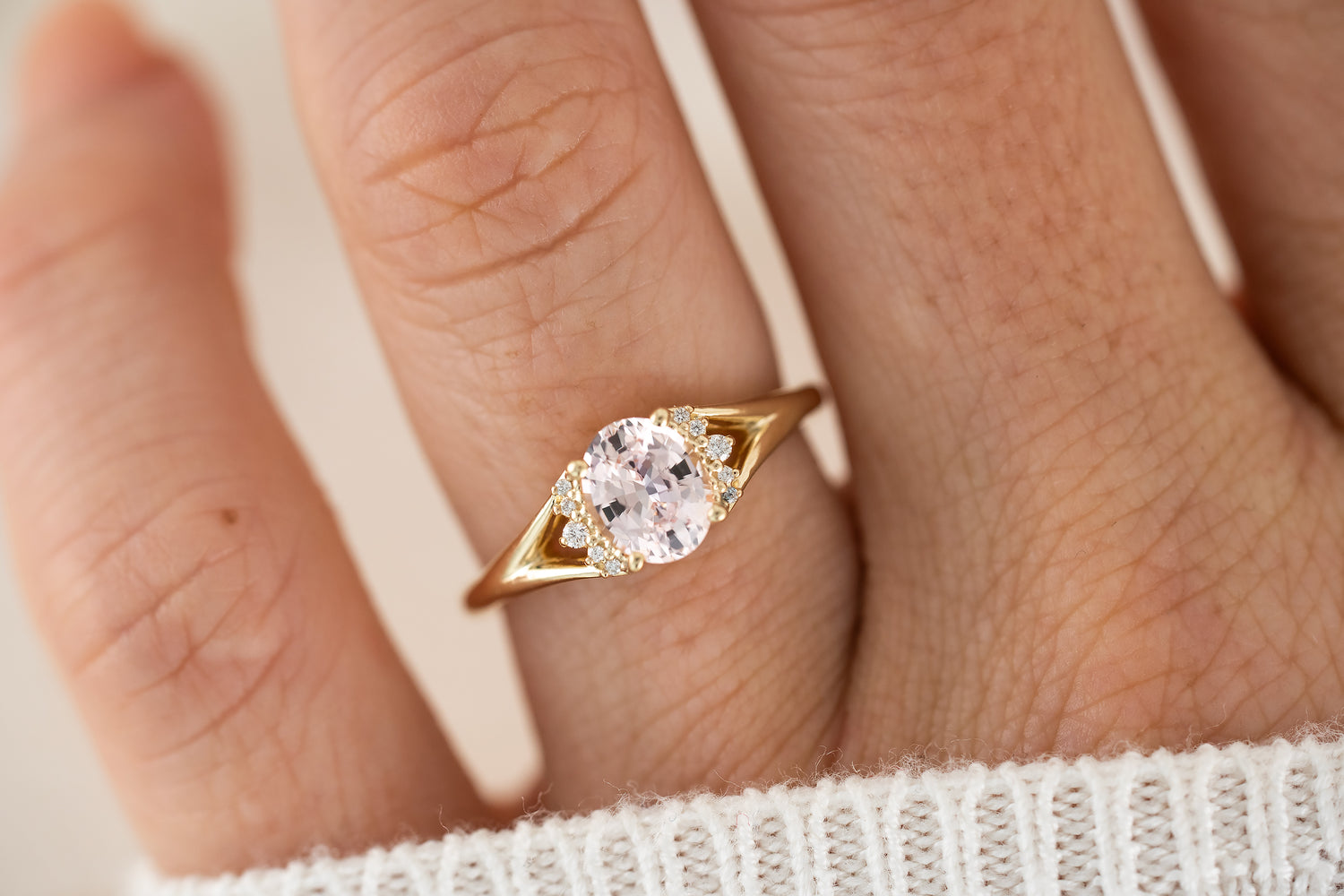 The Serendipity Ring | 1.13 CT Oval Light Pink Sapphire - Lavender Creek Gems