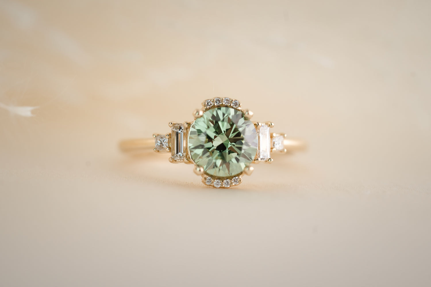 The Sura 1.39 CT Round Green Diamond Ring - Lavender Creek Gems