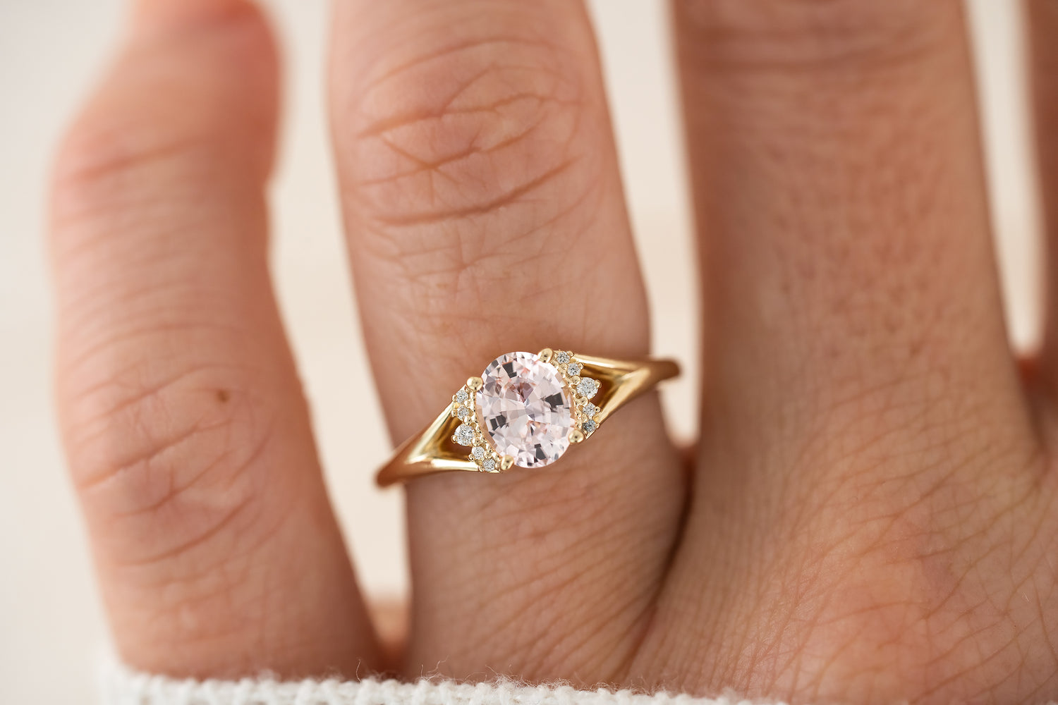 The Serendipity Ring | 1.13 CT Oval Light Pink Sapphire - Lavender Creek Gems