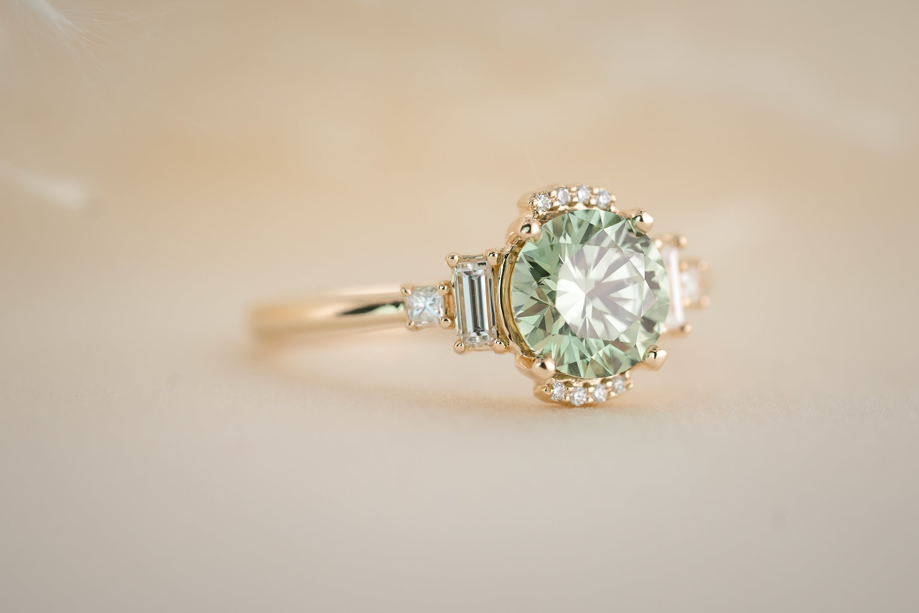 The Sura 1.39 CT Round Green Diamond Ring - Lavender Creek Gems