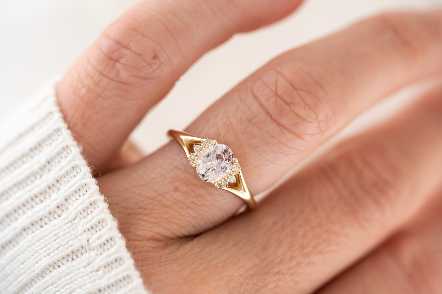 The Serendipity Ring | 1.13 CT Oval Light Pink Sapphire - Lavender Creek Gems