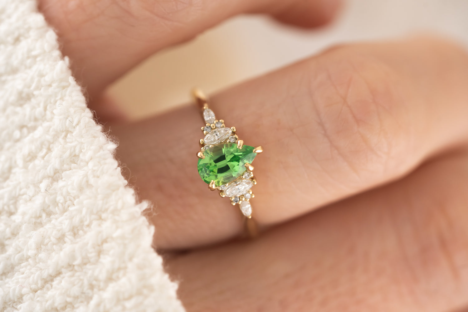 The Maeve Ring  - 0.98 CT Pear Tsavorite - Lavender Creek Gems