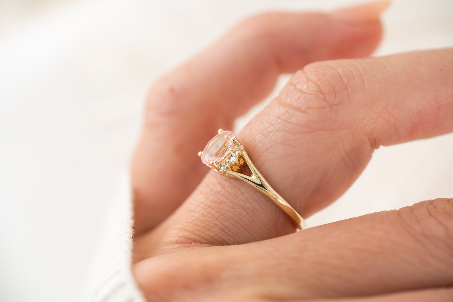 The Serendipity Ring | 1.13 CT Oval Light Pink Sapphire - Lavender Creek Gems