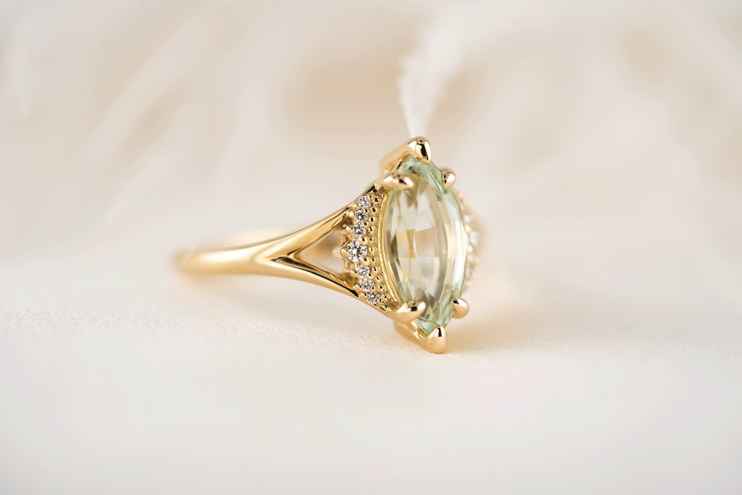 The Serendipity Ring | 1.81 CT Marquise Mint Green Tourmaline - Lavender Creek Gems