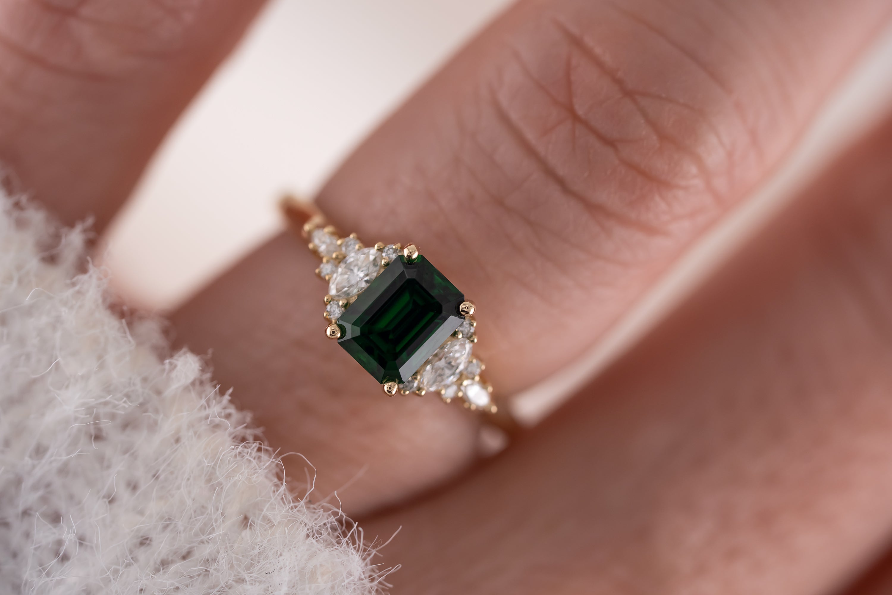 The Maeve Ring | 1.24 CT Emerald Cut Tsavorite Garnet - Lavender Creek Gems
