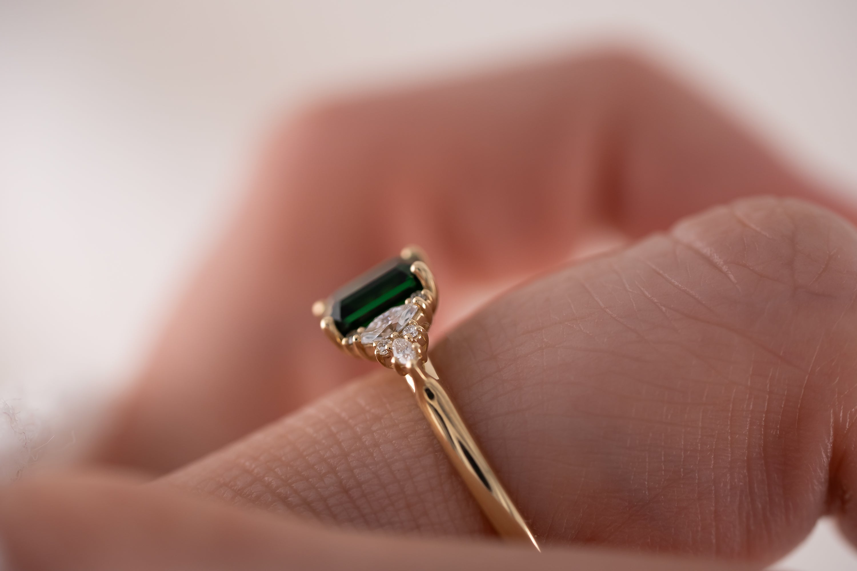 The Maeve Ring | 1.24 CT Emerald Cut Tsavorite Garnet - Lavender Creek Gems