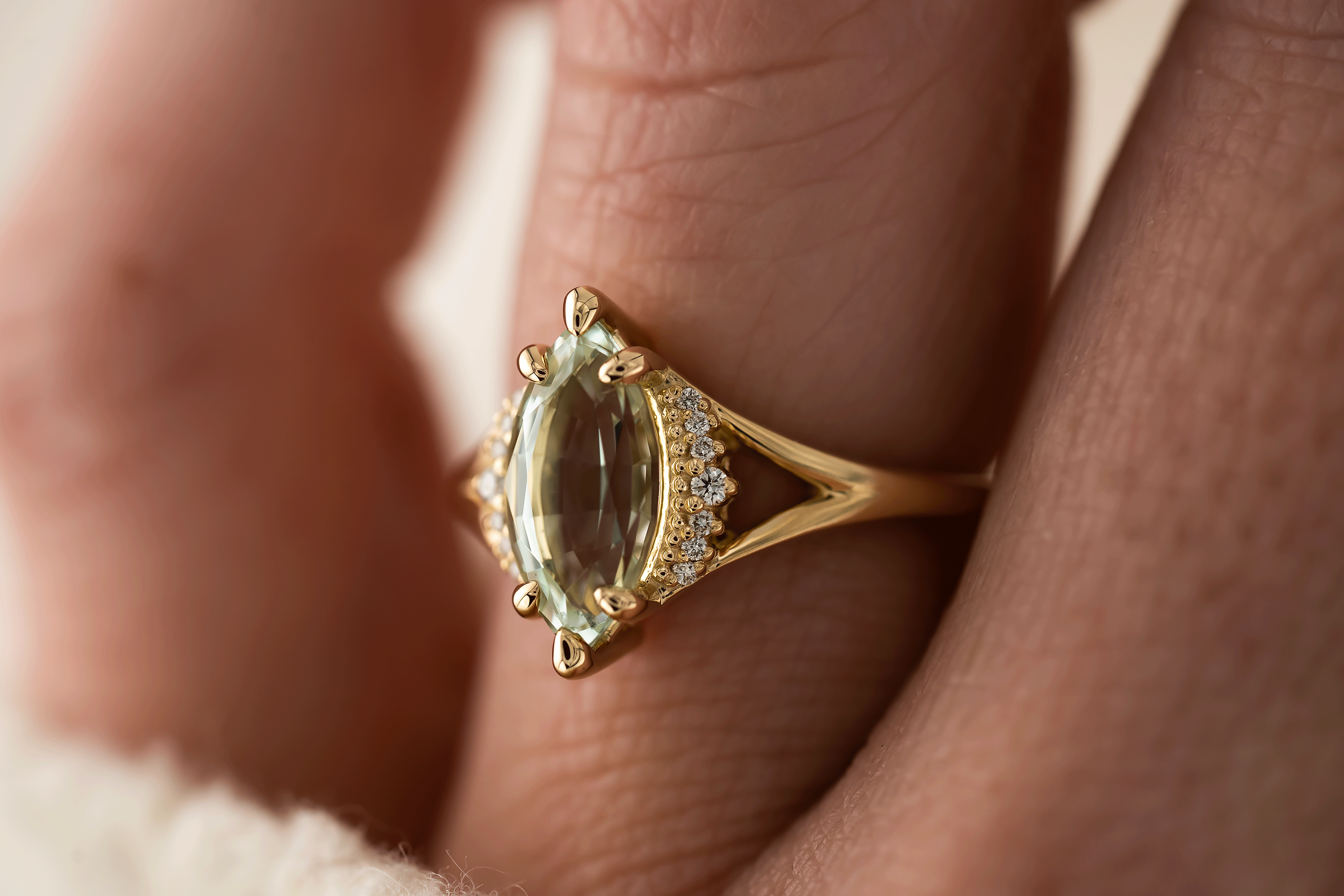 The Serendipity Ring | 1.81 CT Marquise Mint Green Tourmaline - Lavender Creek Gems