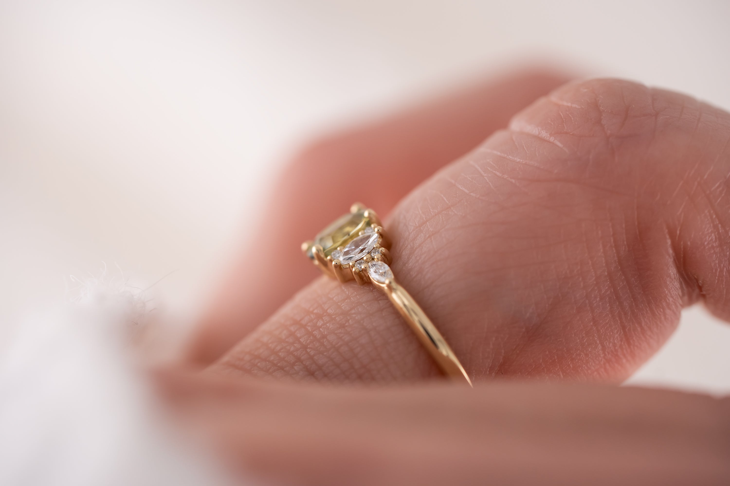 The Mini Maeve Ring | 0.71 CT Oval Bicolor Light Mint Blue Sapphire - Lavender Creek Gems