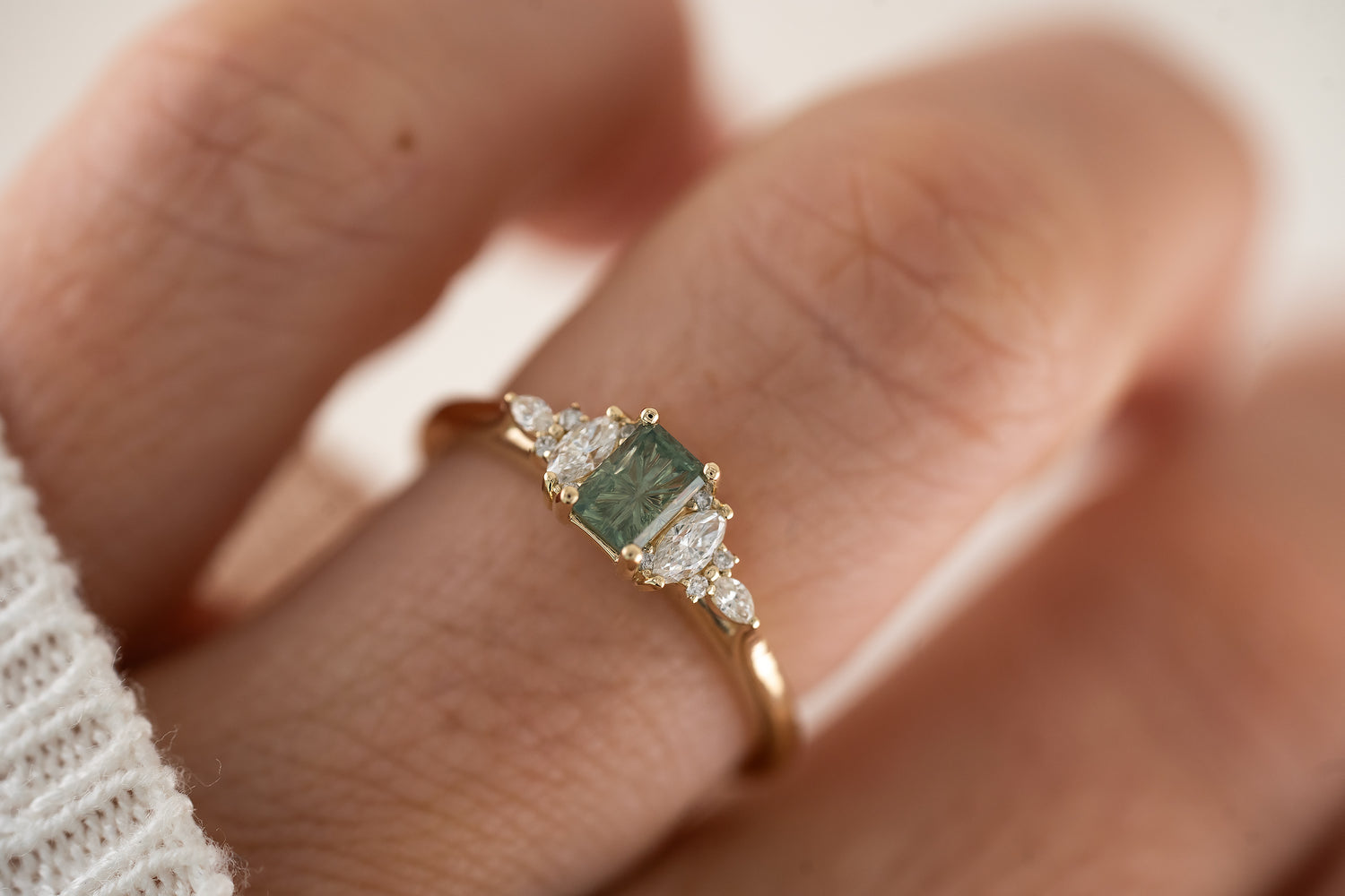 The Maeve Ring | 0.56 CT Rectangular Starbrite™ Teal Montana Sapphire - Lavender Creek Gems