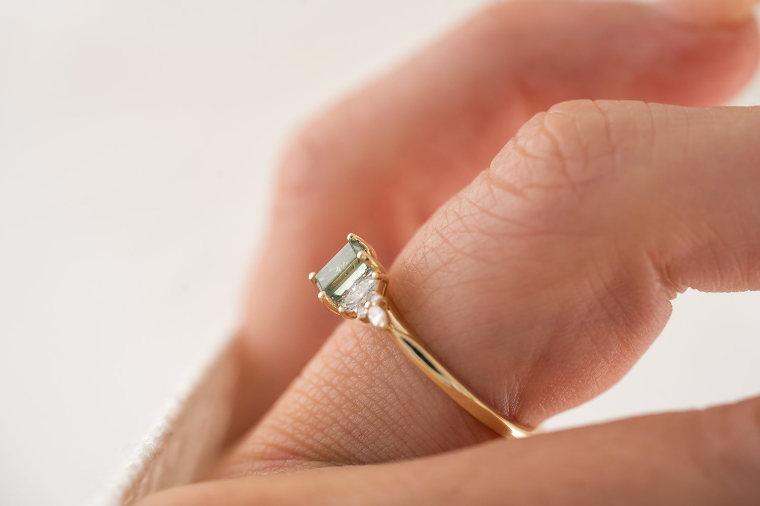 The Maeve Ring | 0.56 CT Rectangular Starbrite™ Teal Montana Sapphire - Lavender Creek Gems