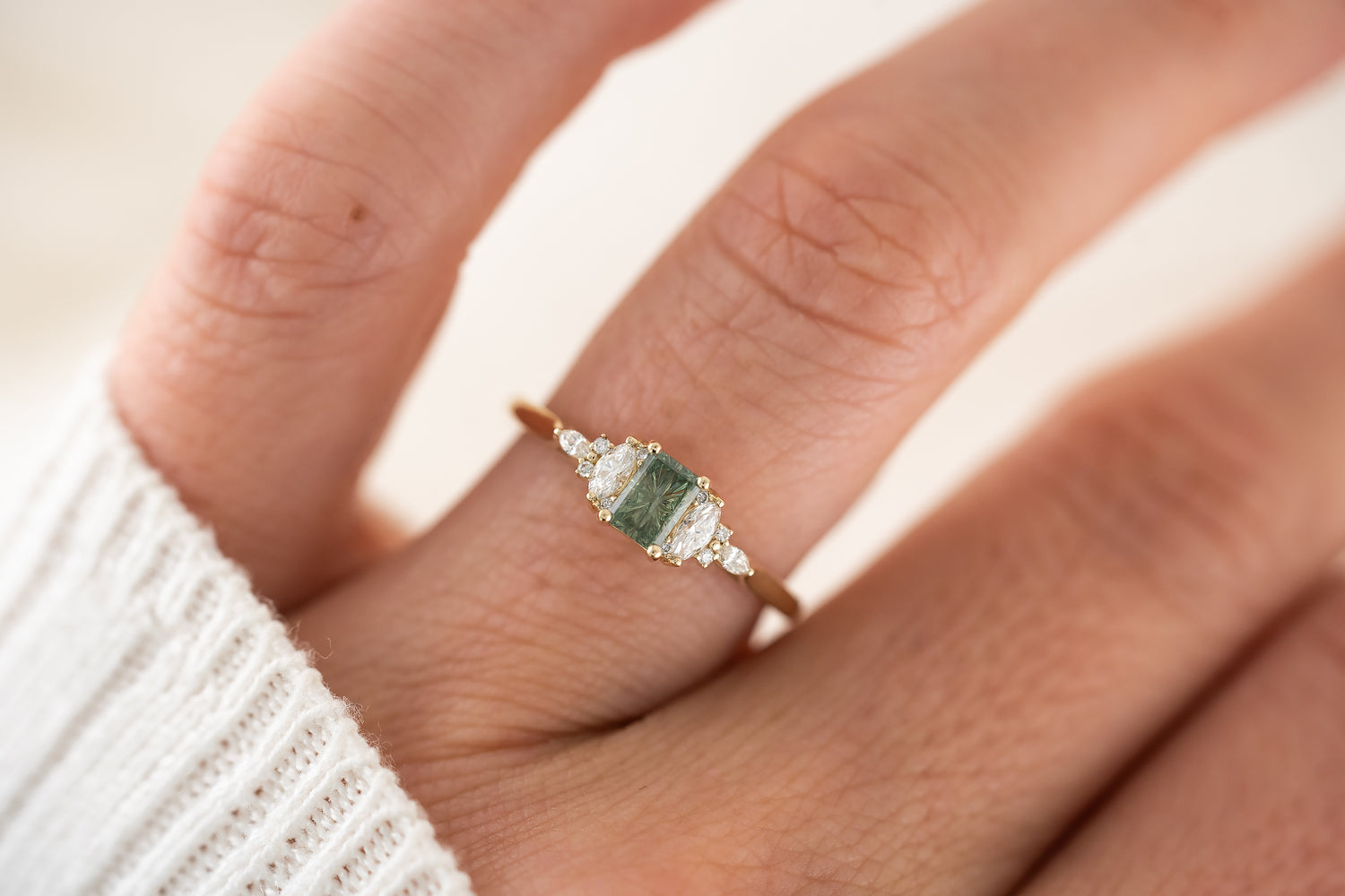 The Maeve Ring | 0.56 CT Rectangular Starbrite™ Teal Montana Sapphire - Lavender Creek Gems