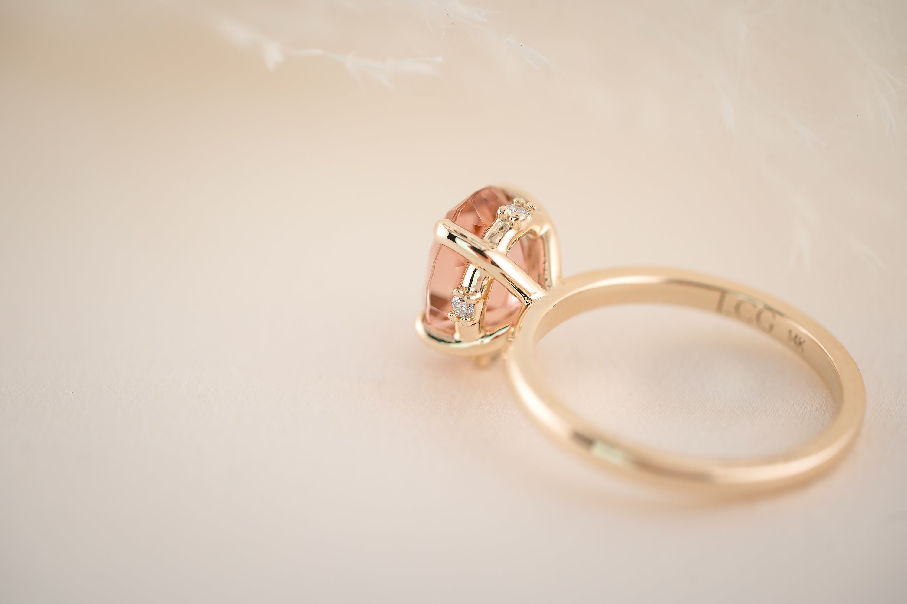 The Compass Ring - 2.57 CT Oval Pink Peach Tourmaline - Lavender Creek Gems