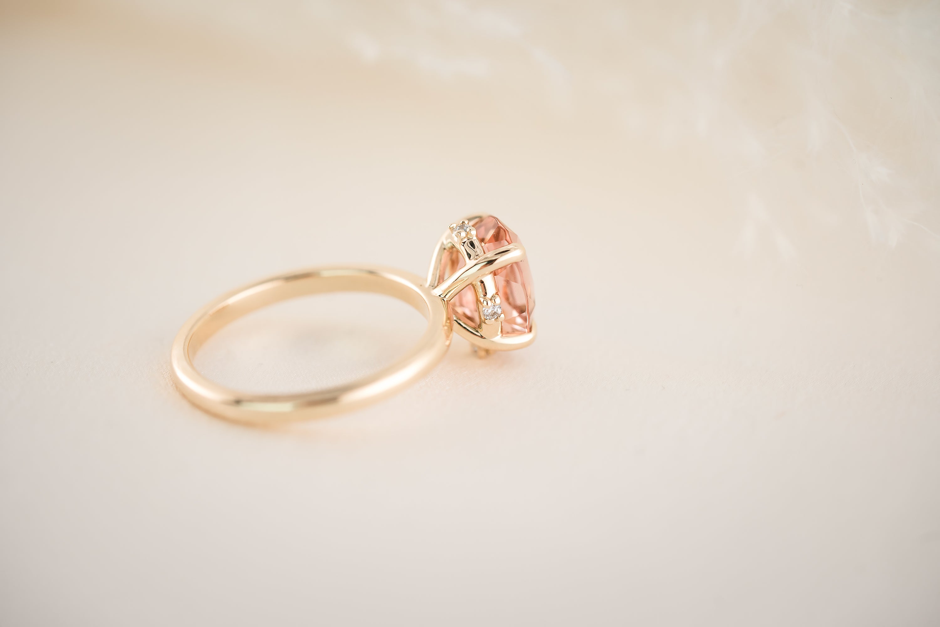 The Compass Ring - 2.57 CT Oval Pink Peach Tourmaline - Lavender Creek Gems