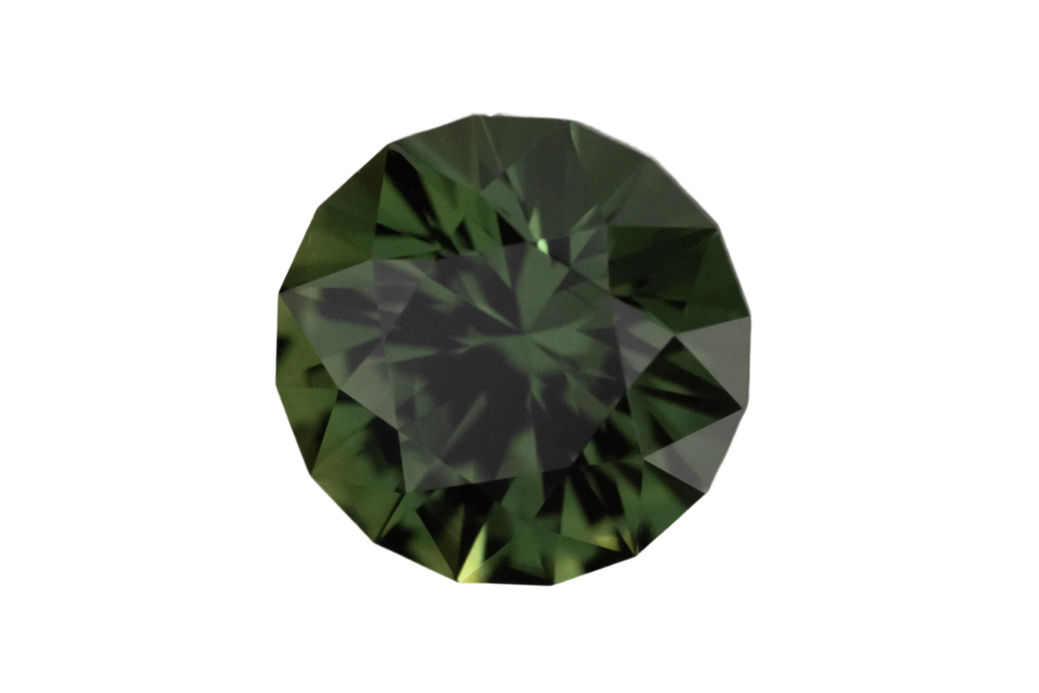2.66 CT Round Cut Forrest Green Sapphire