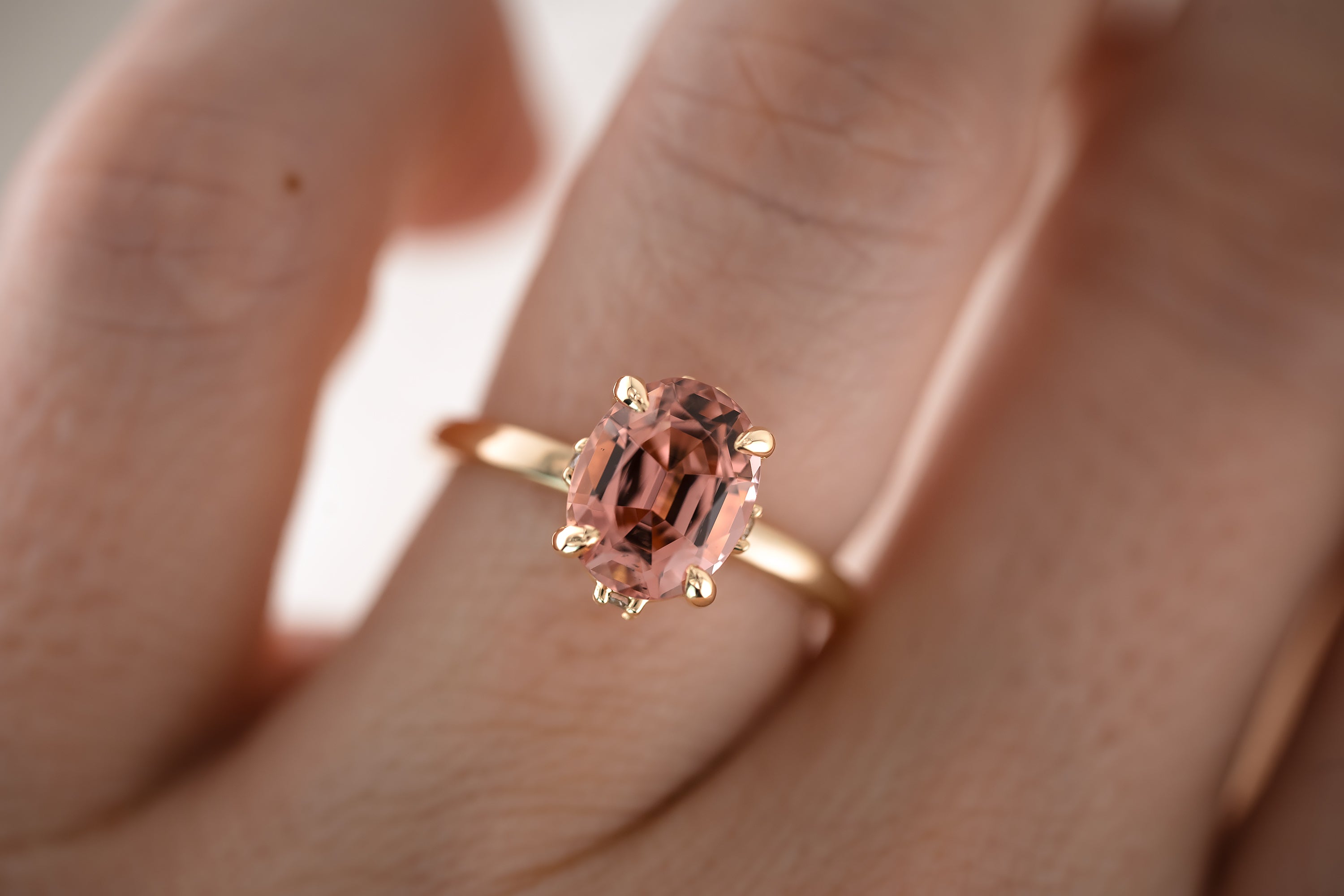 The Compass Ring - 2.57 CT Oval Pink Peach Tourmaline - Lavender Creek Gems