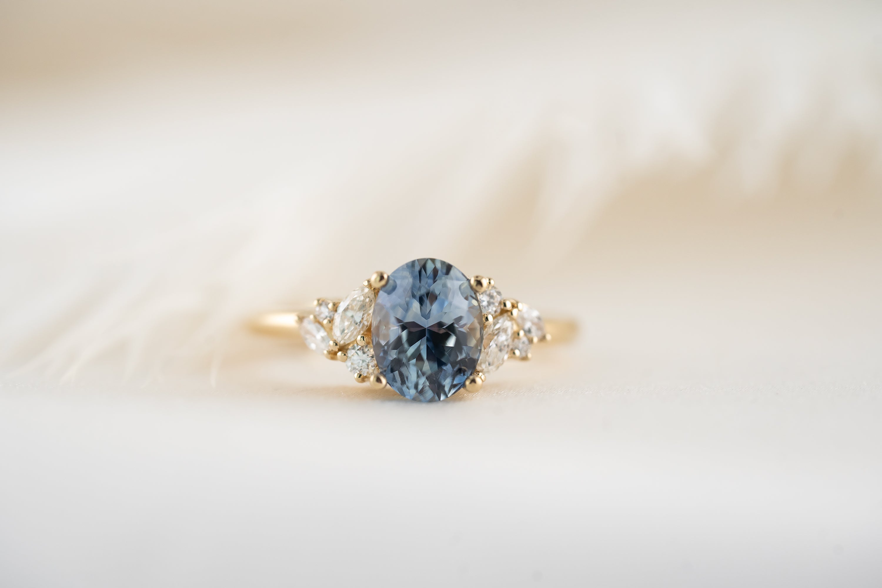 The Laurel Ring | 2.36 CT Oval Denim Blue Sapphire - Lavender Creek Gems