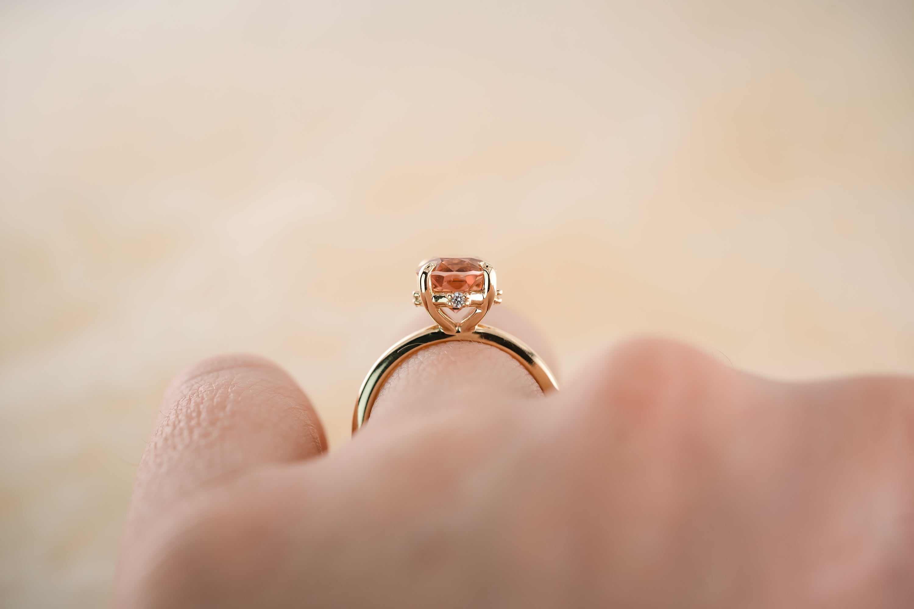 The Compass Ring - 2.57 CT Oval Pink Peach Tourmaline - Lavender Creek Gems