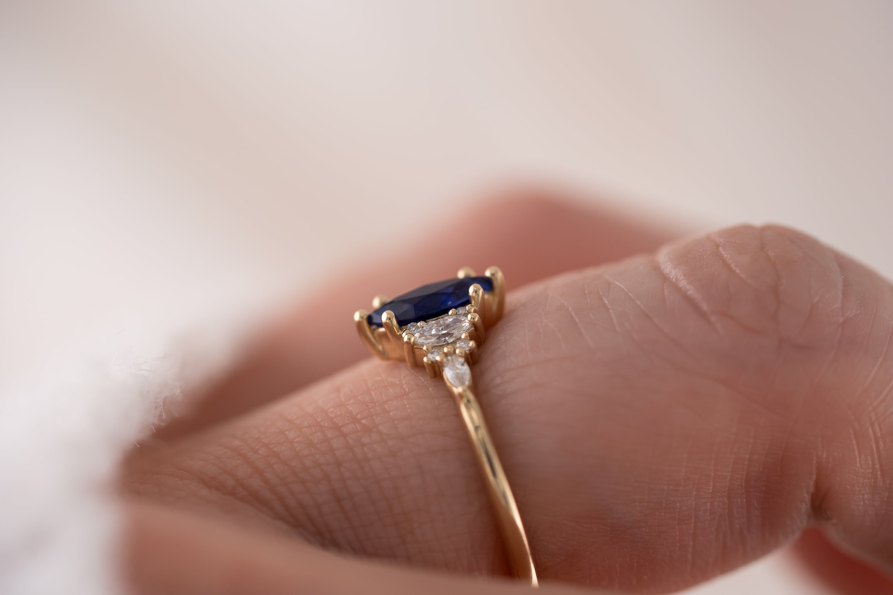 The Mini Maeve Ring | 0.61 CT Blue-Purple Marquise Sapphire - Lavender Creek Gems