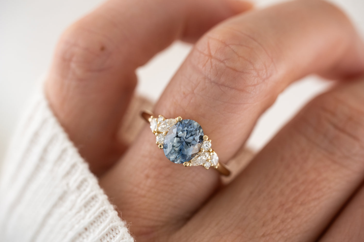 The Laurel Ring | 2.36 CT Oval Denim Blue Sapphire - Lavender Creek Gems