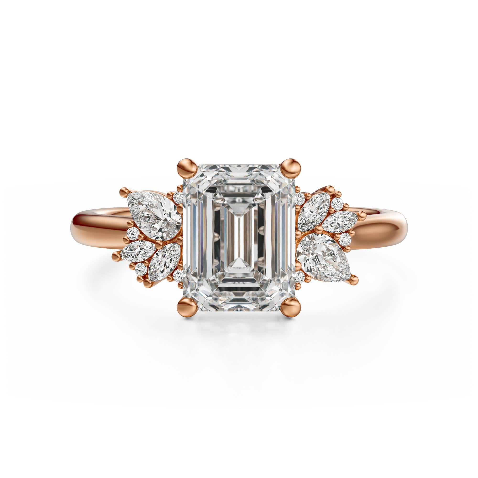The Diamond Fleur Ring | Emerald Cut | Setting Only - Lavender Creek Gems