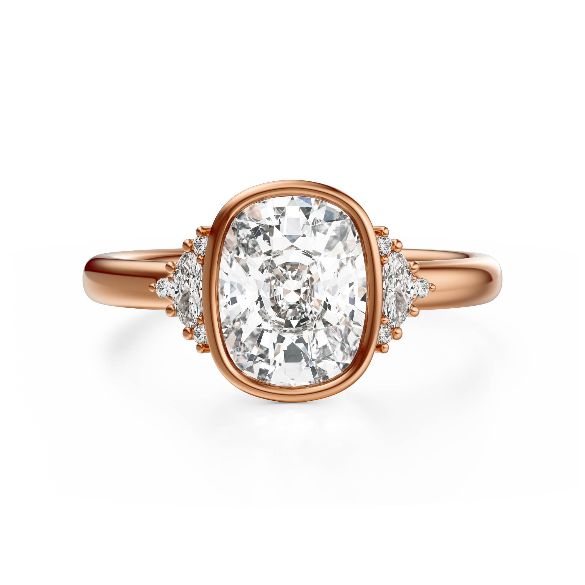 The Bezel Maren Ring | Elongated Cushion | Setting Only - Lavender Creek Gems