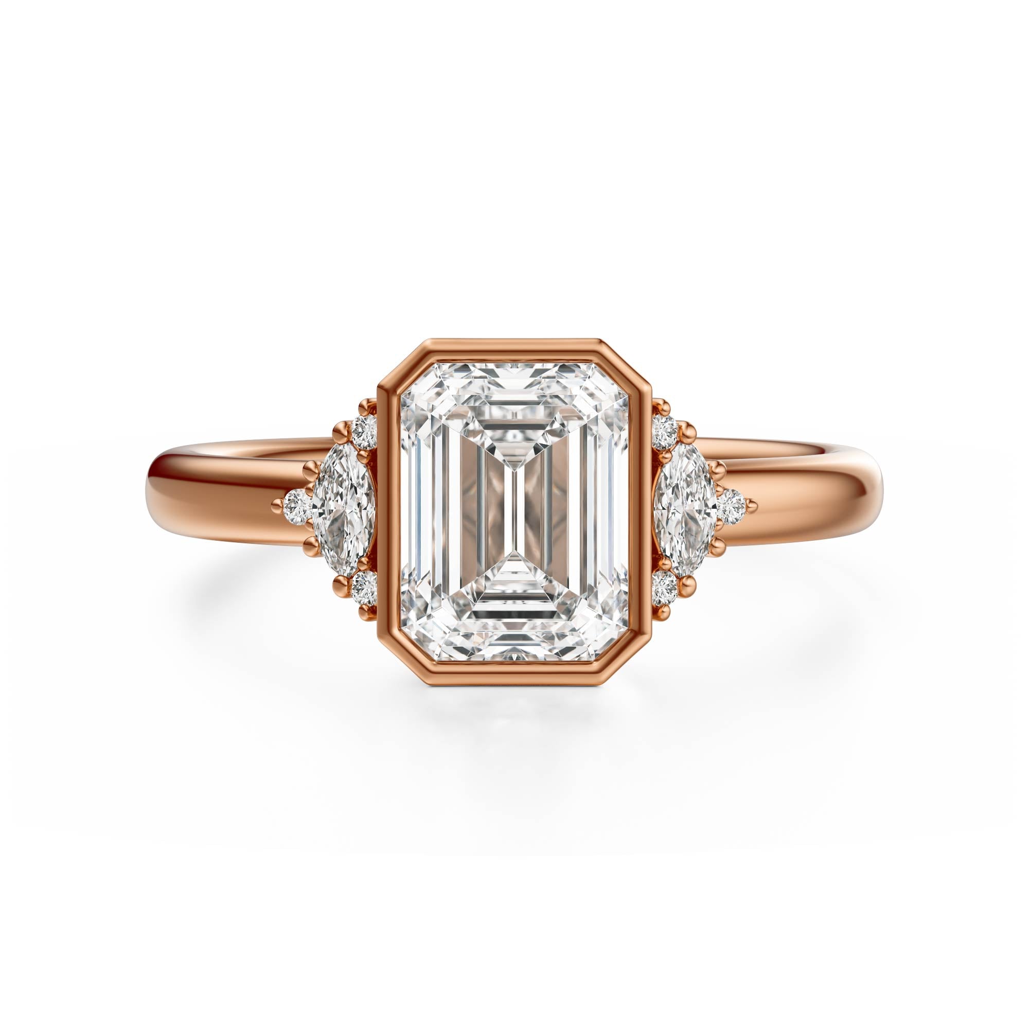 The Bezel Maren Ring | Emerald Cut | Setting Only - Lavender Creek Gems
