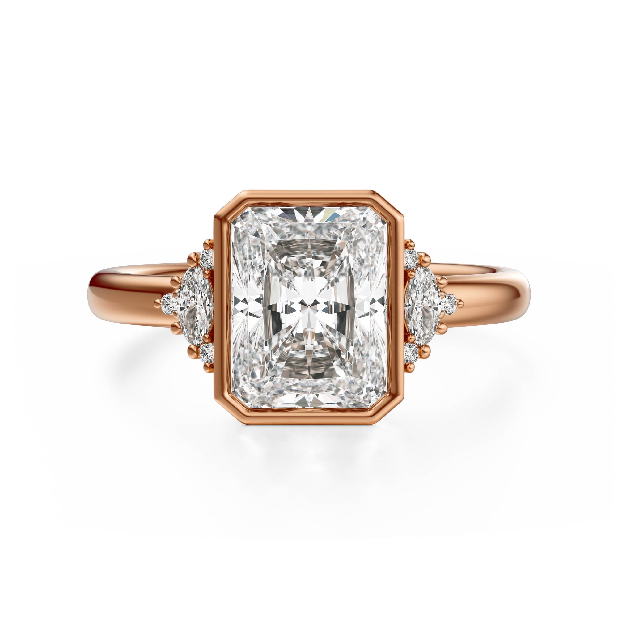 The Bezel Maren Ring | Radiant | Setting Only - Lavender Creek Gems
