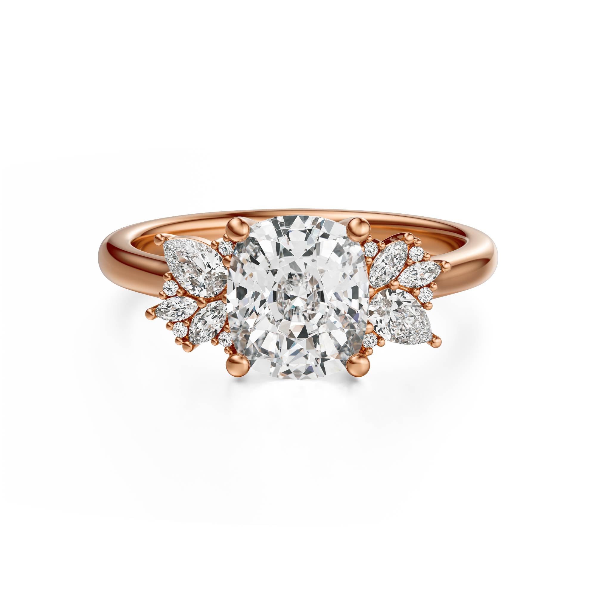 The Diamond Fleur Ring | Elongated Cushion | Setting Only - Lavender Creek Gems