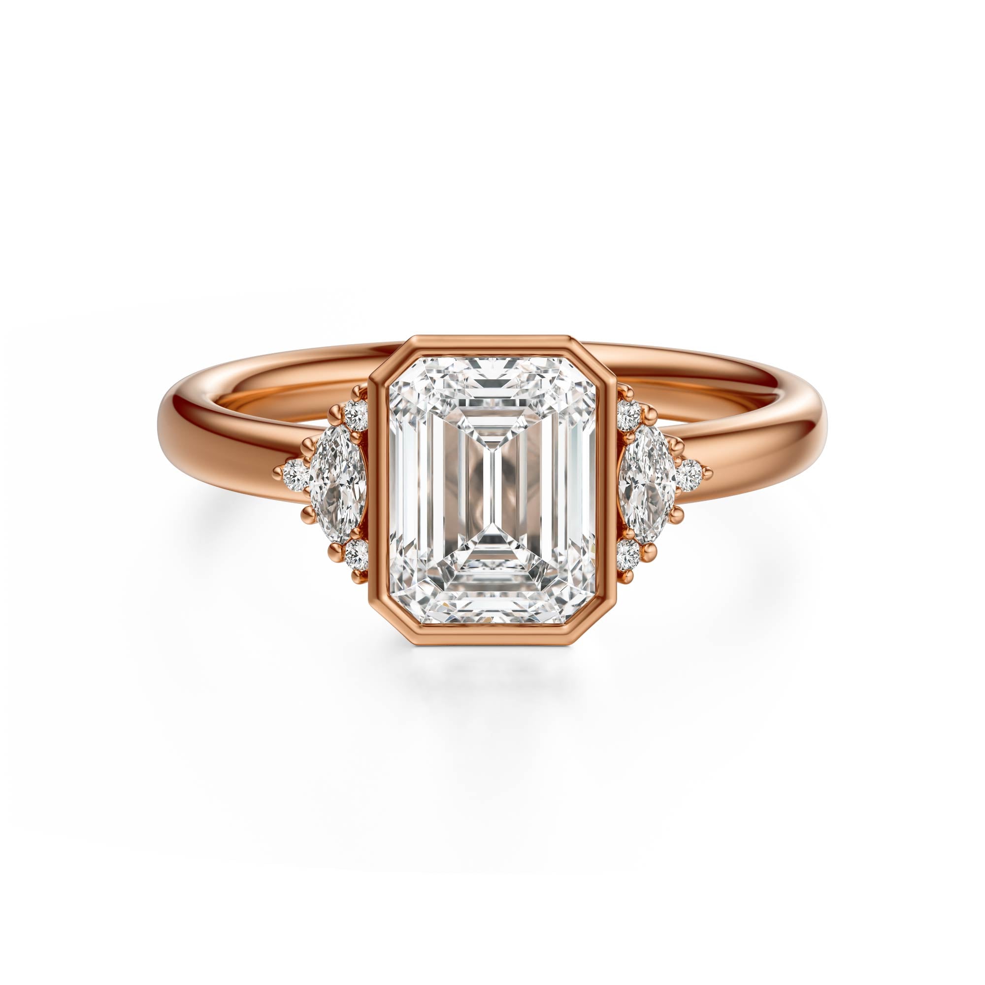 The Bezel Maren Ring | Emerald Cut | Setting Only - Lavender Creek Gems