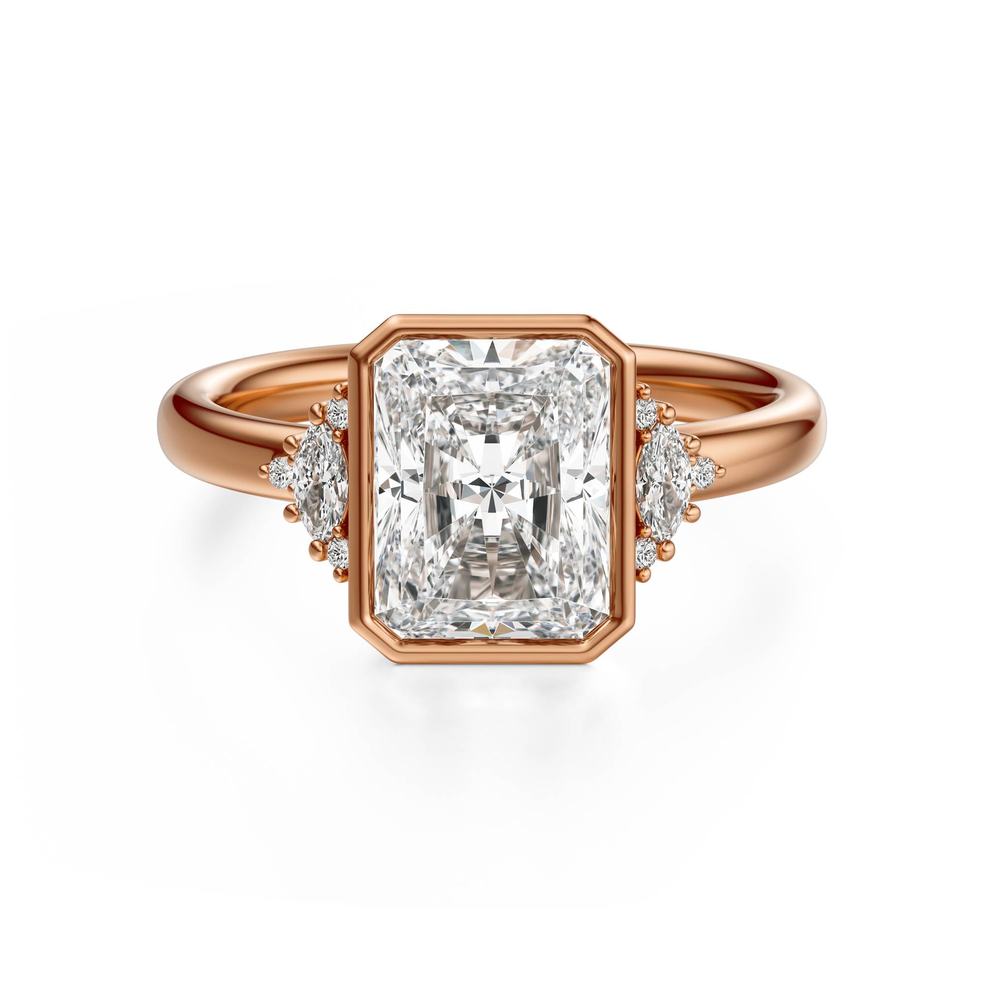 The Bezel Maren Ring | Radiant | Setting Only - Lavender Creek Gems