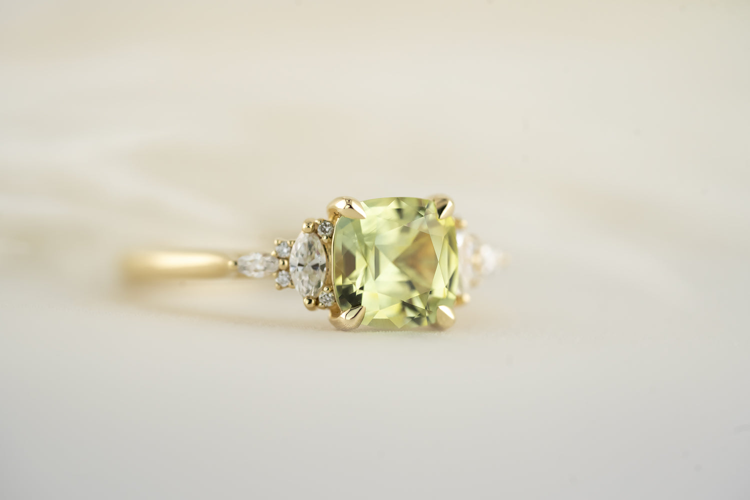 The Maeve - 1.8 CT Cushion Montana Green Sapphire Ring - Lavender Creek Gems