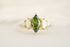 The Maeve Ring - 1 CT Marquise Green Lab Diamond + Demantoid Garnet - Lavender Creek Gems