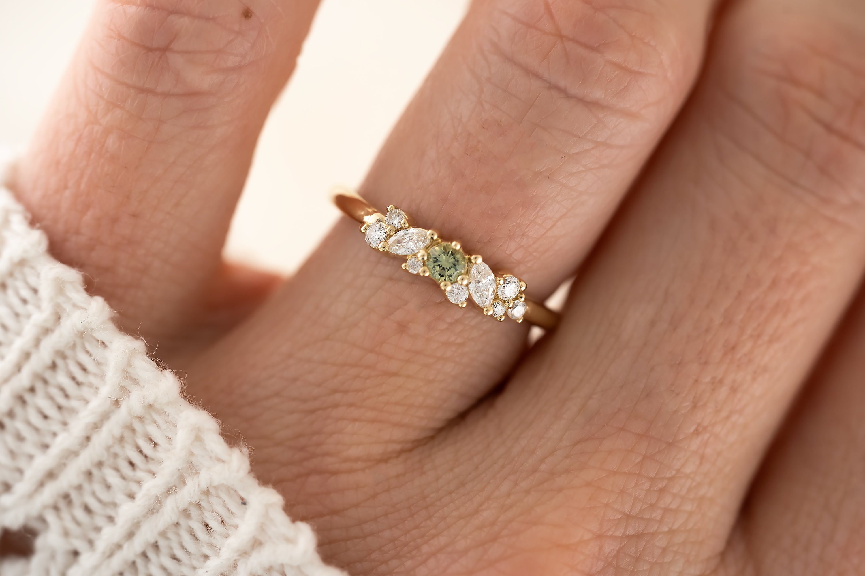 The Verity Ring - Green Sapphire - Lavender Creek Gems