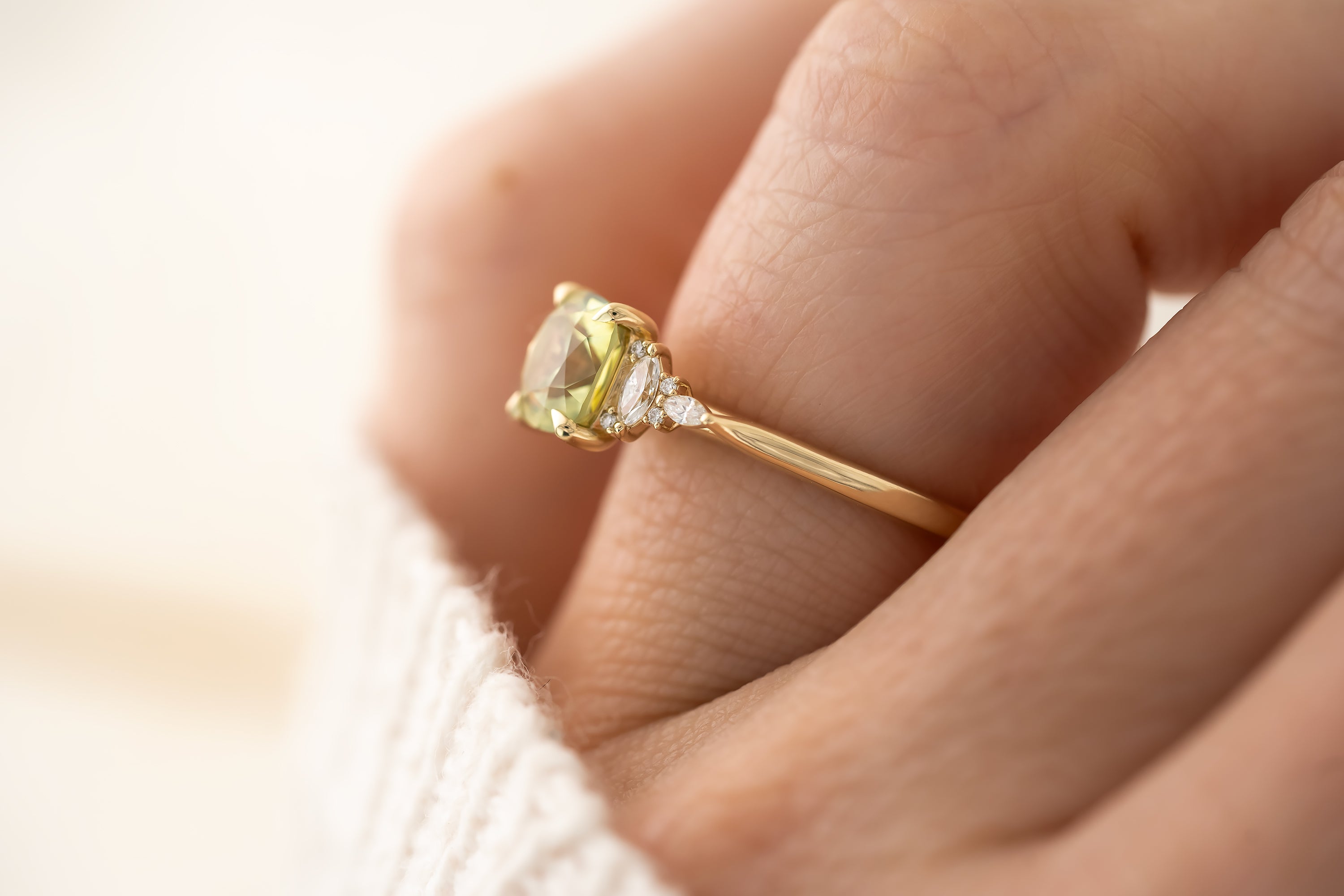 The Maeve - 1.8 CT Cushion Montana Green Sapphire Ring - Lavender Creek Gems