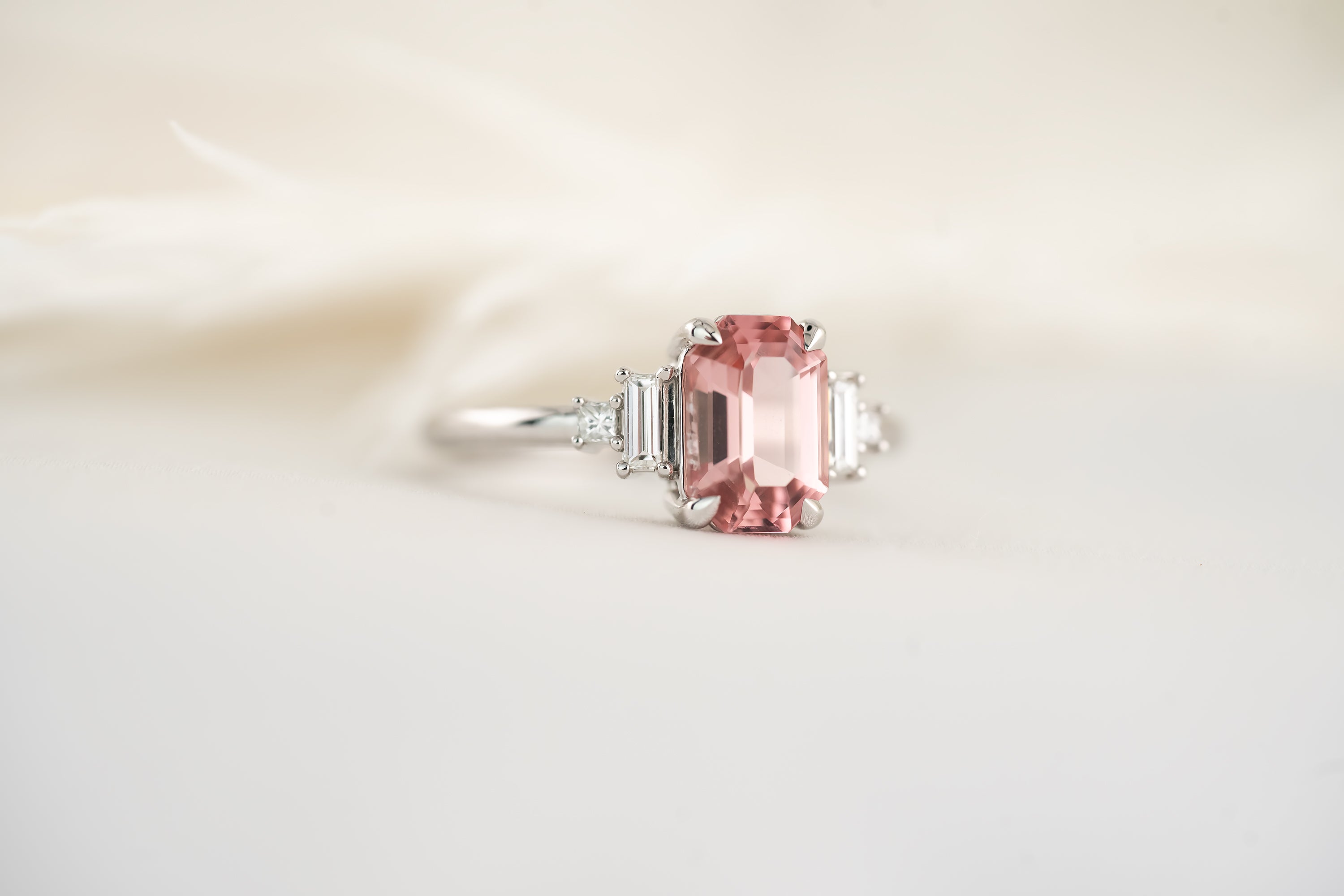 The Mira Ring | 1.62 CT Emerald Cut Pink Tourmaline - Lavender Creek Gems