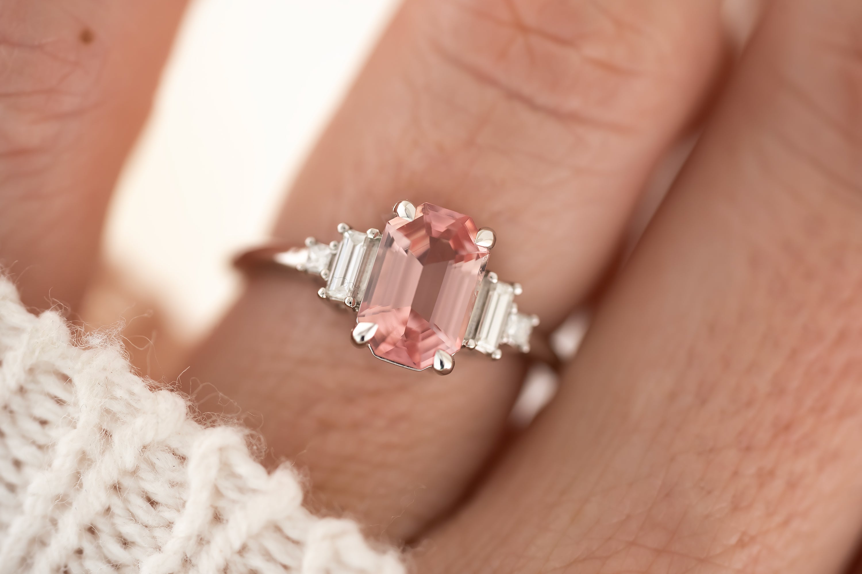The Mira Ring | 1.62 CT Emerald Cut Pink Tourmaline - Lavender Creek Gems